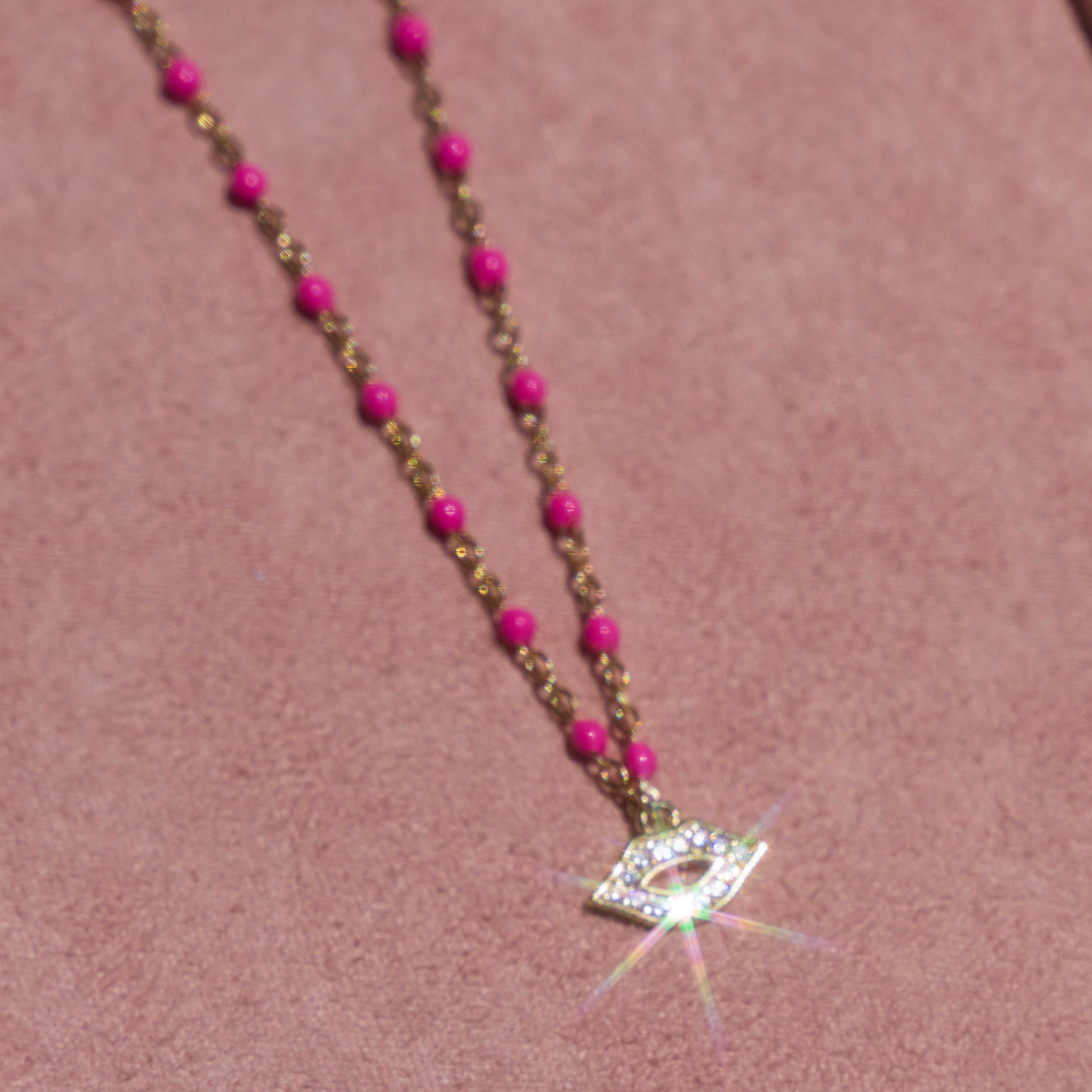 Pink Enamel Lips Necklace