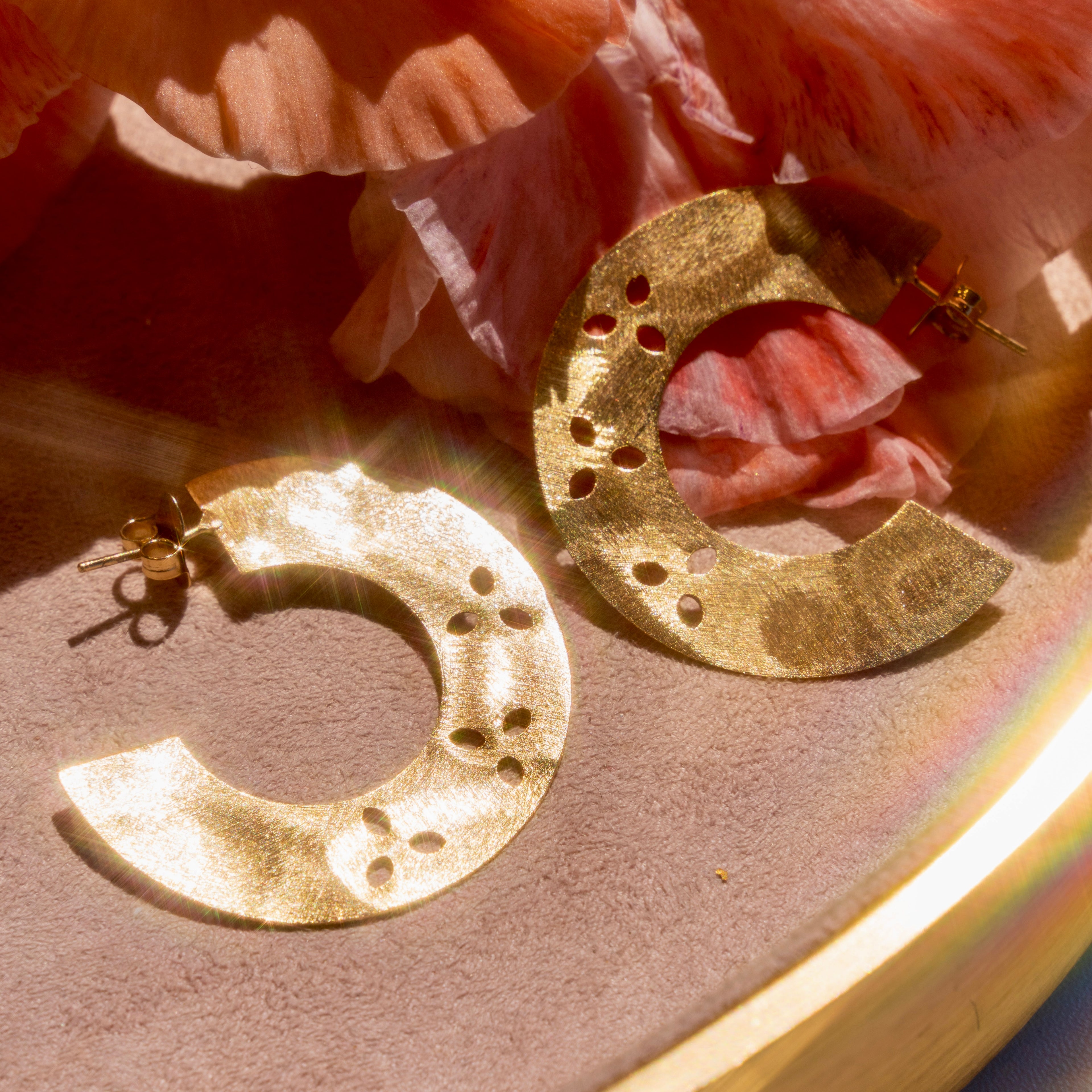 Brushed Gold Hoops w/ Cutouts