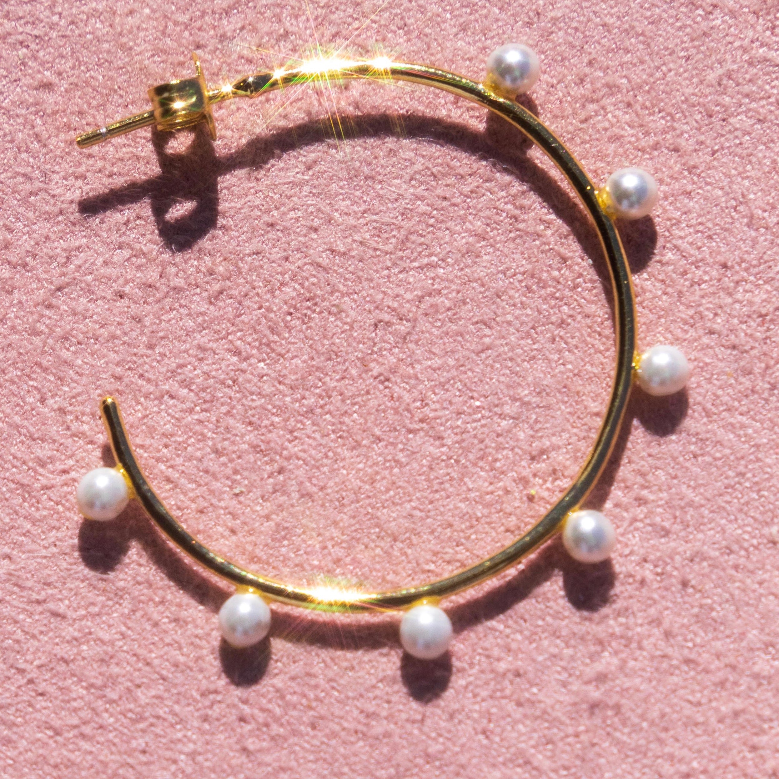 Freshwater Pearl Hoops (gold over sterling silver)