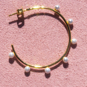 Freshwater Pearl Hoops (gold over sterling silver)