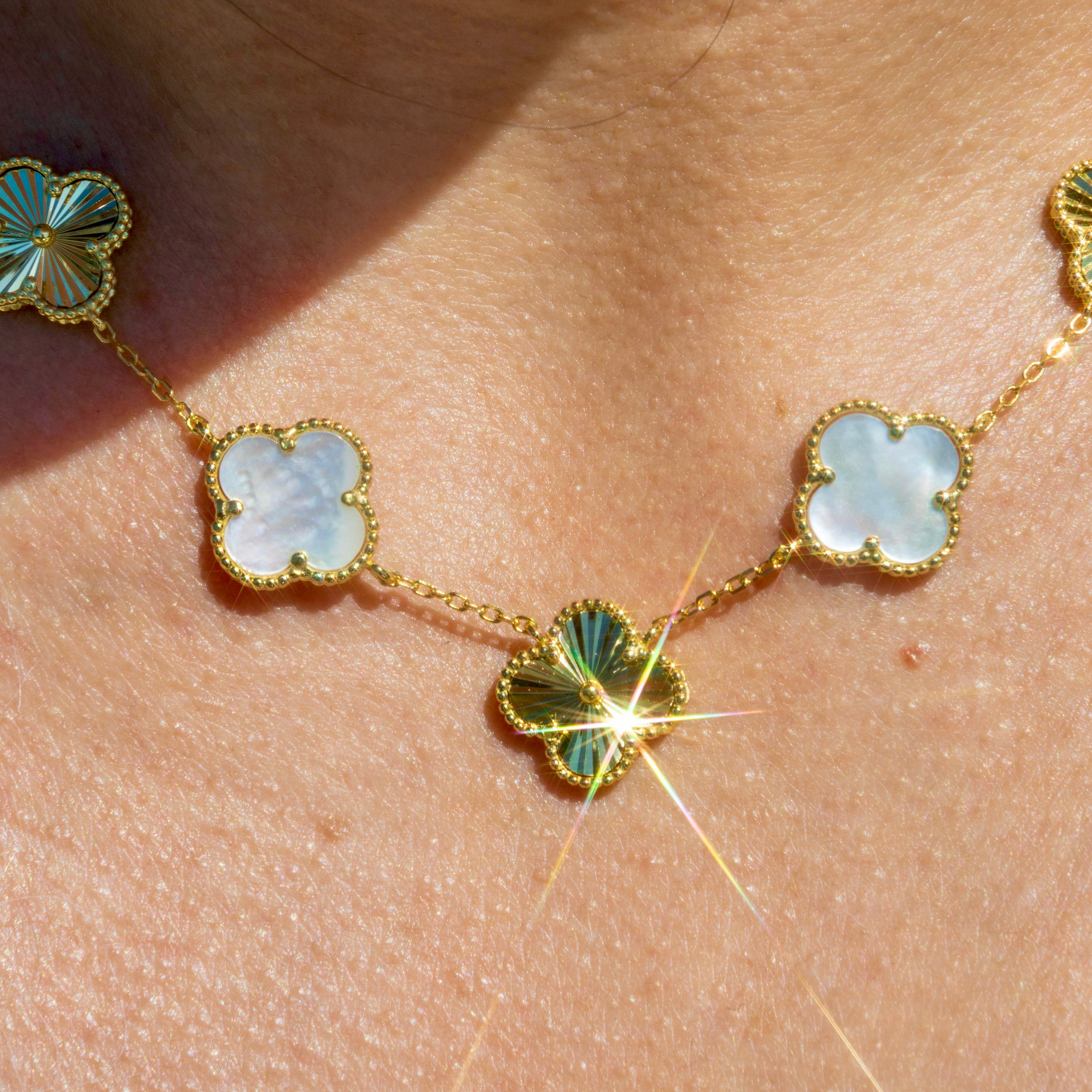 Mother of Pearl Clover Necklace