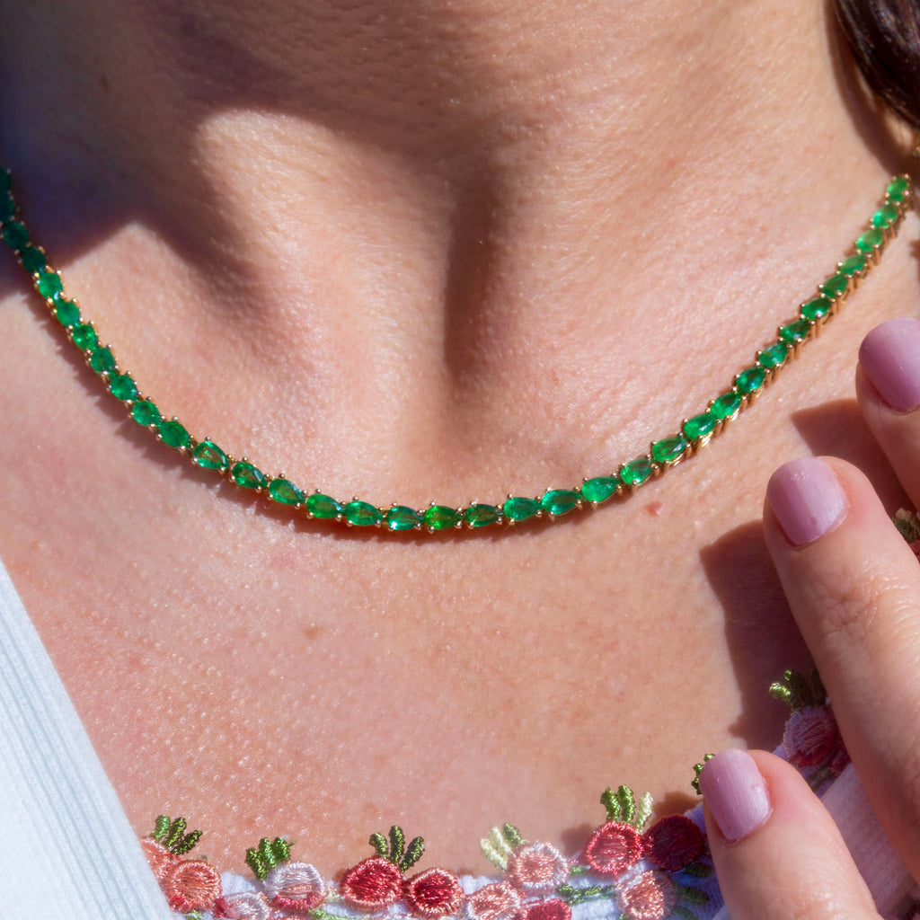 14k Emerald Tennis Necklace