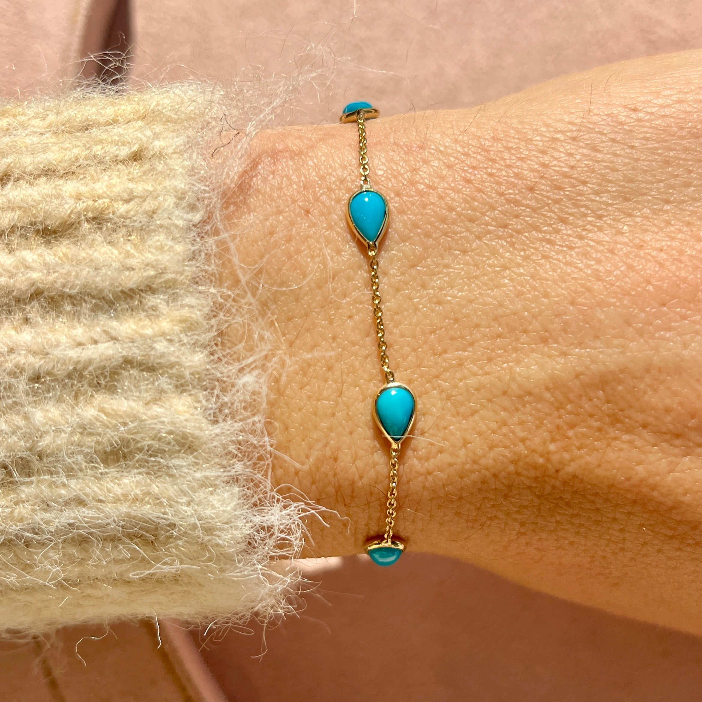 14k Turquoise Pear Bracelet