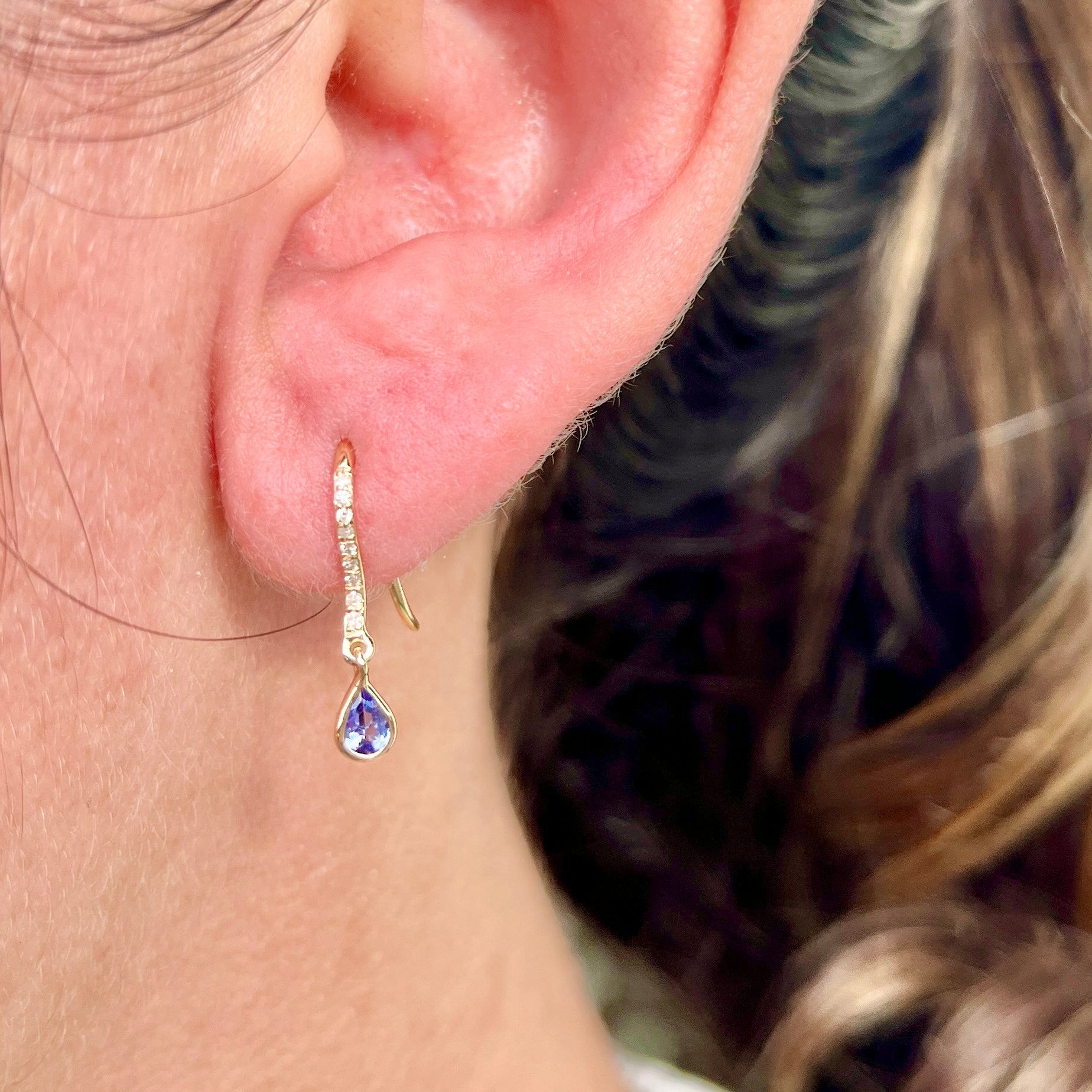 14k Tanzanite + Diamond Dangle Earrings