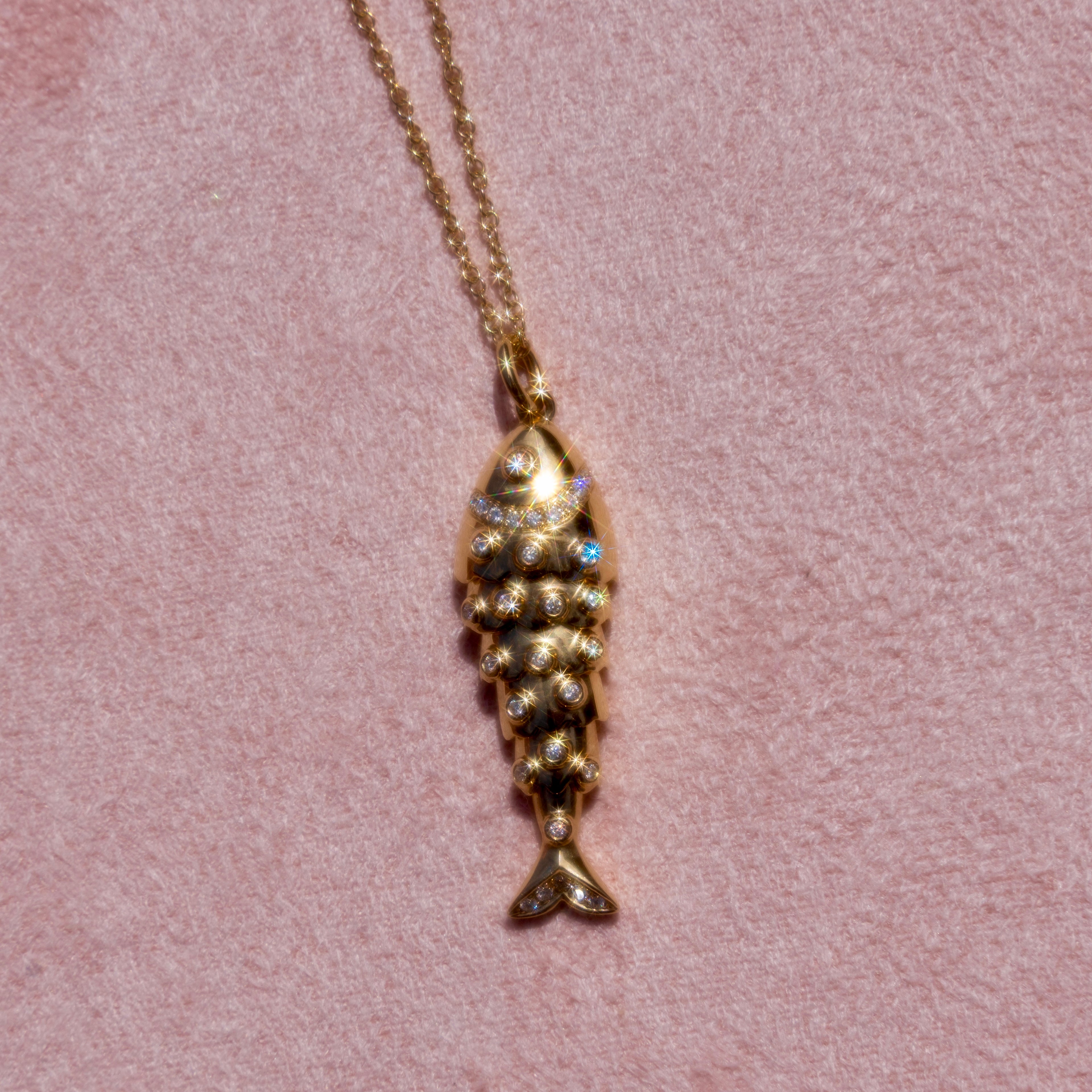 14k Diamond Fish Necklace