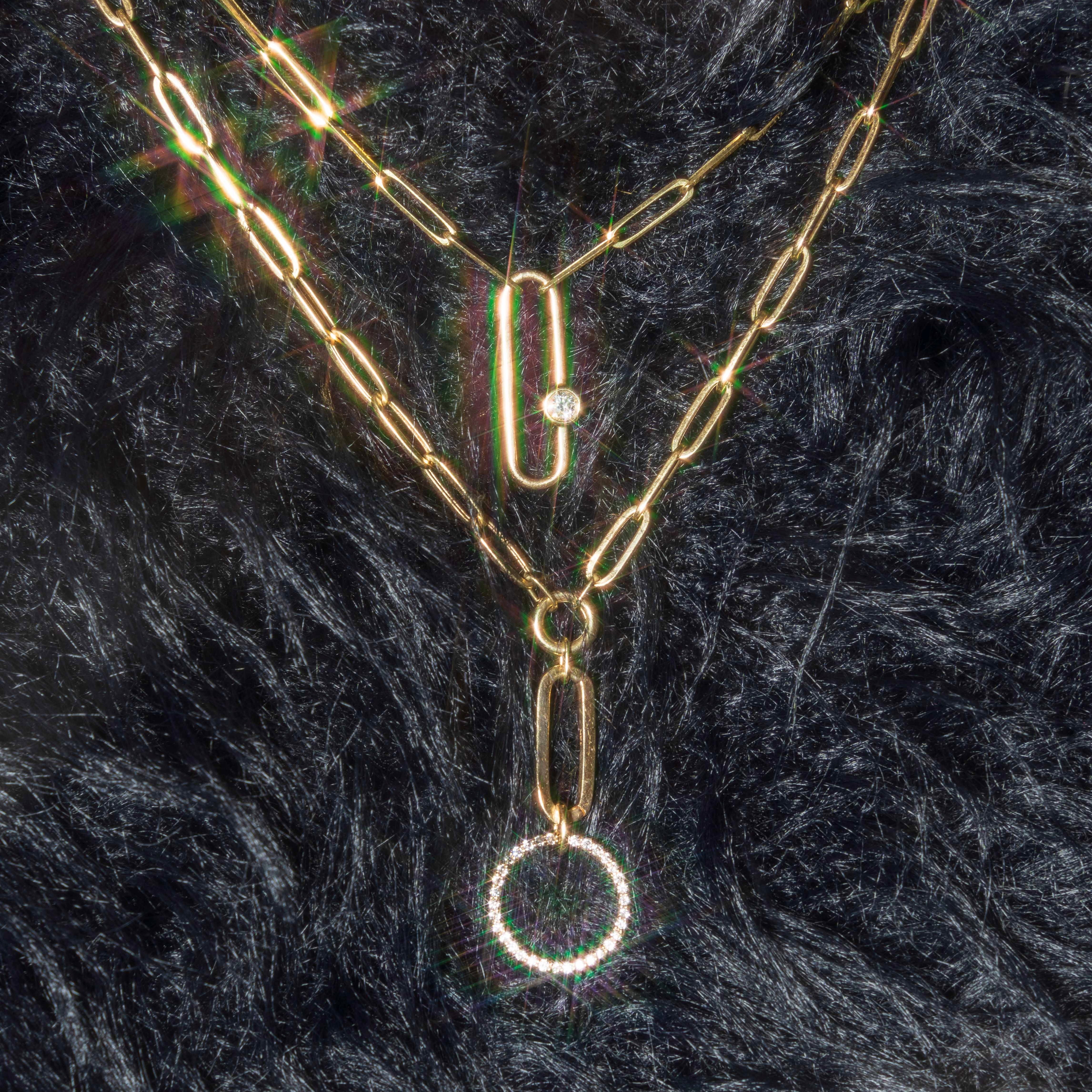 14k Floating Diamond Link Necklace