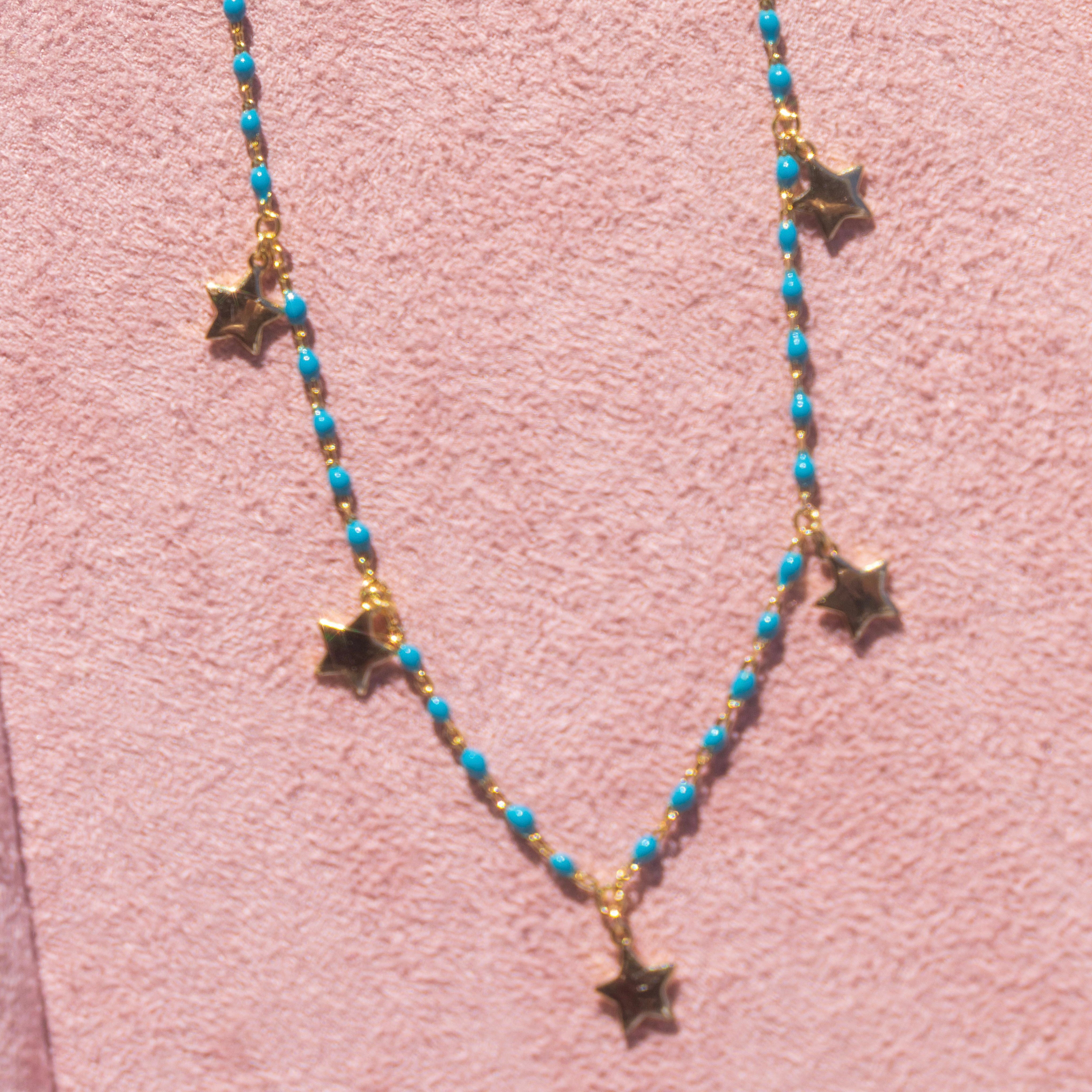 Turquoise Enamel Star Necklace