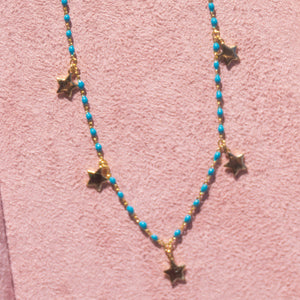 Turquoise Enamel Star Necklace