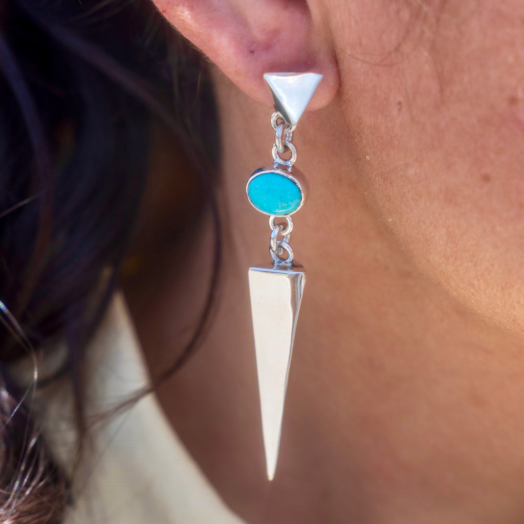 Sterling Silver + Turquoise Spiked Earrings