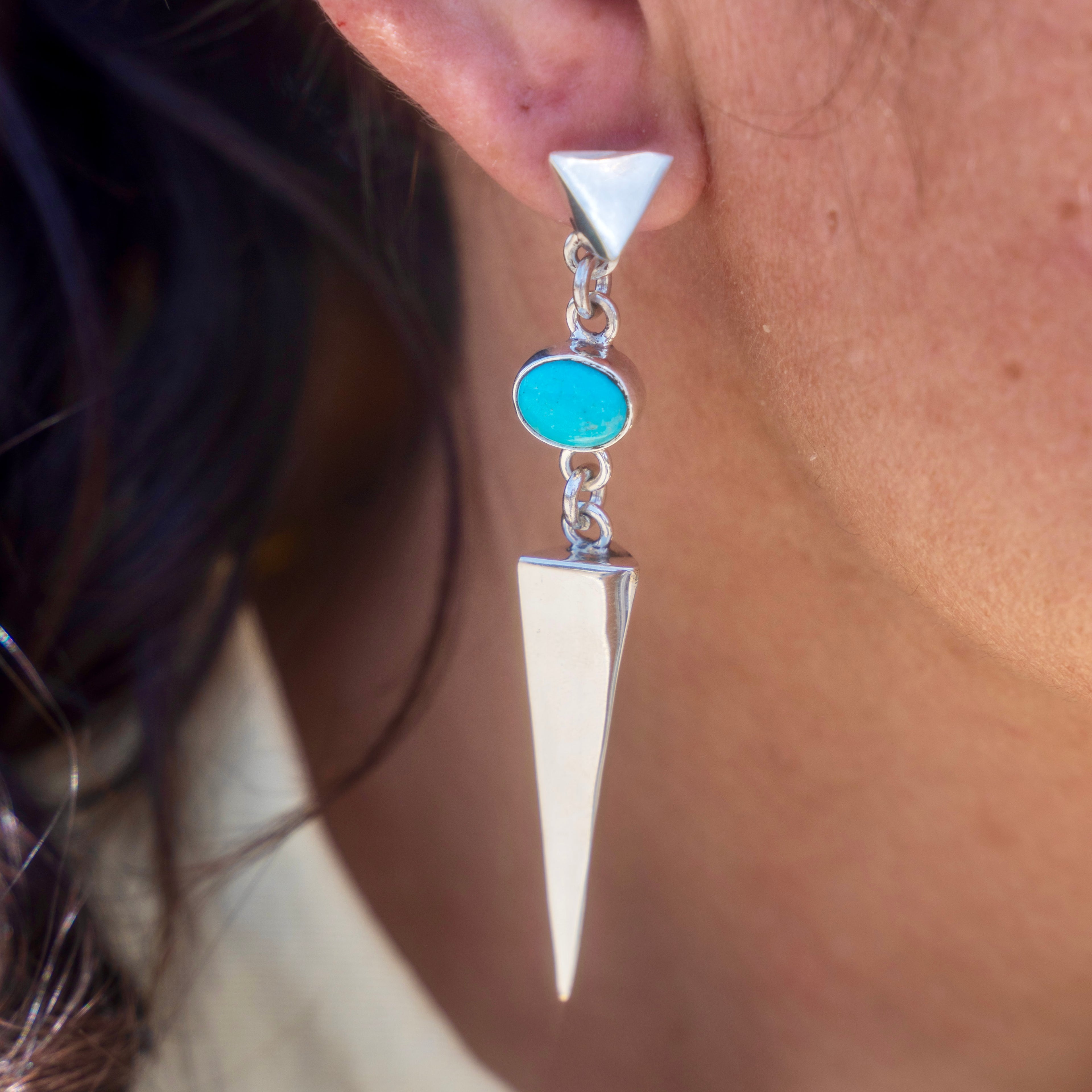 Sterling Silver + Turquoise Spiked Earrings