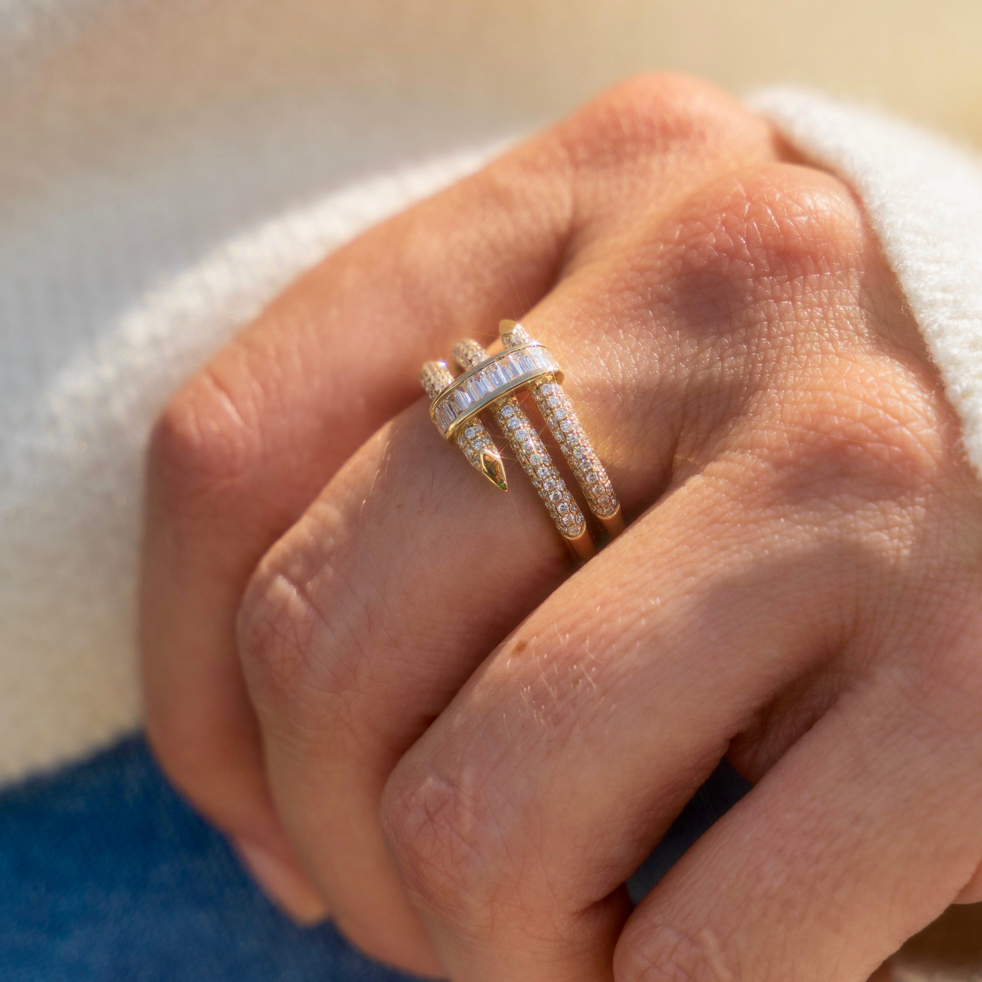 14k Diamond Spear Ring