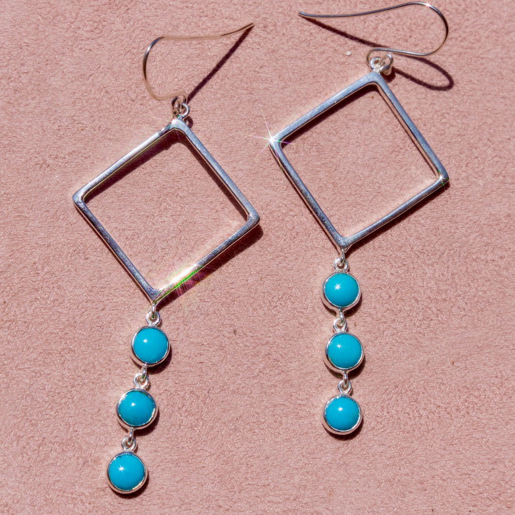 Sterling Silver + Turquoise Kite Earrings