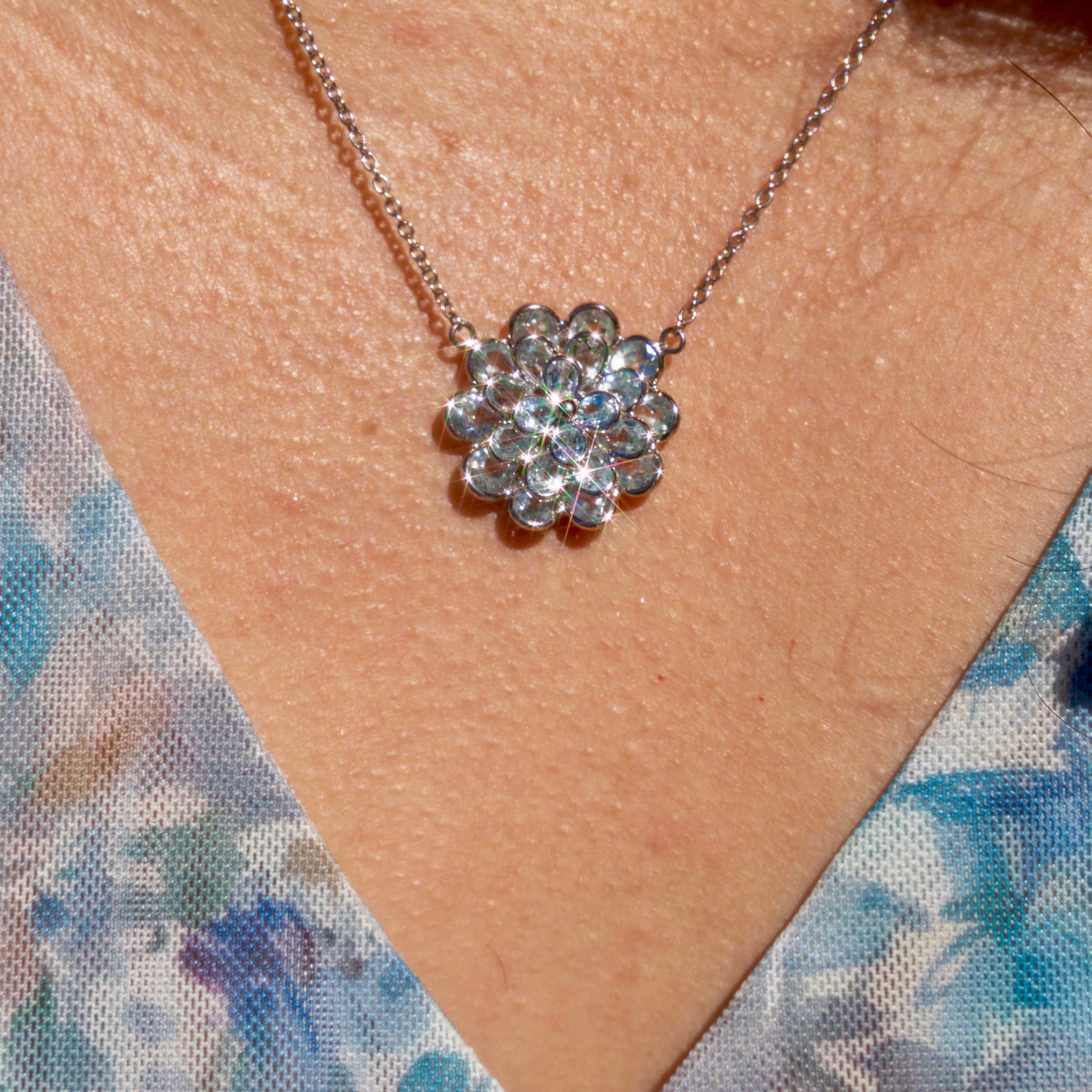 Sky Blue Topaz Floral Necklace