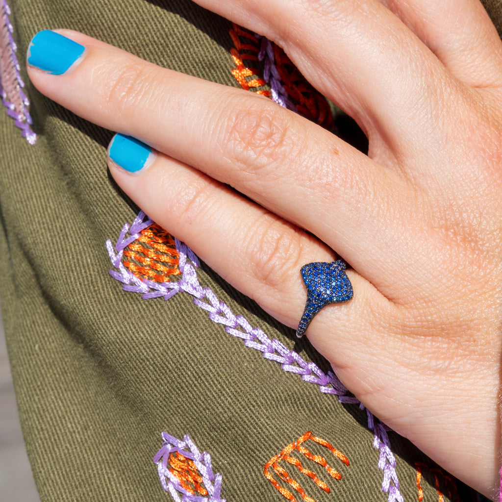14k Blue Sapphire Pinky Ring