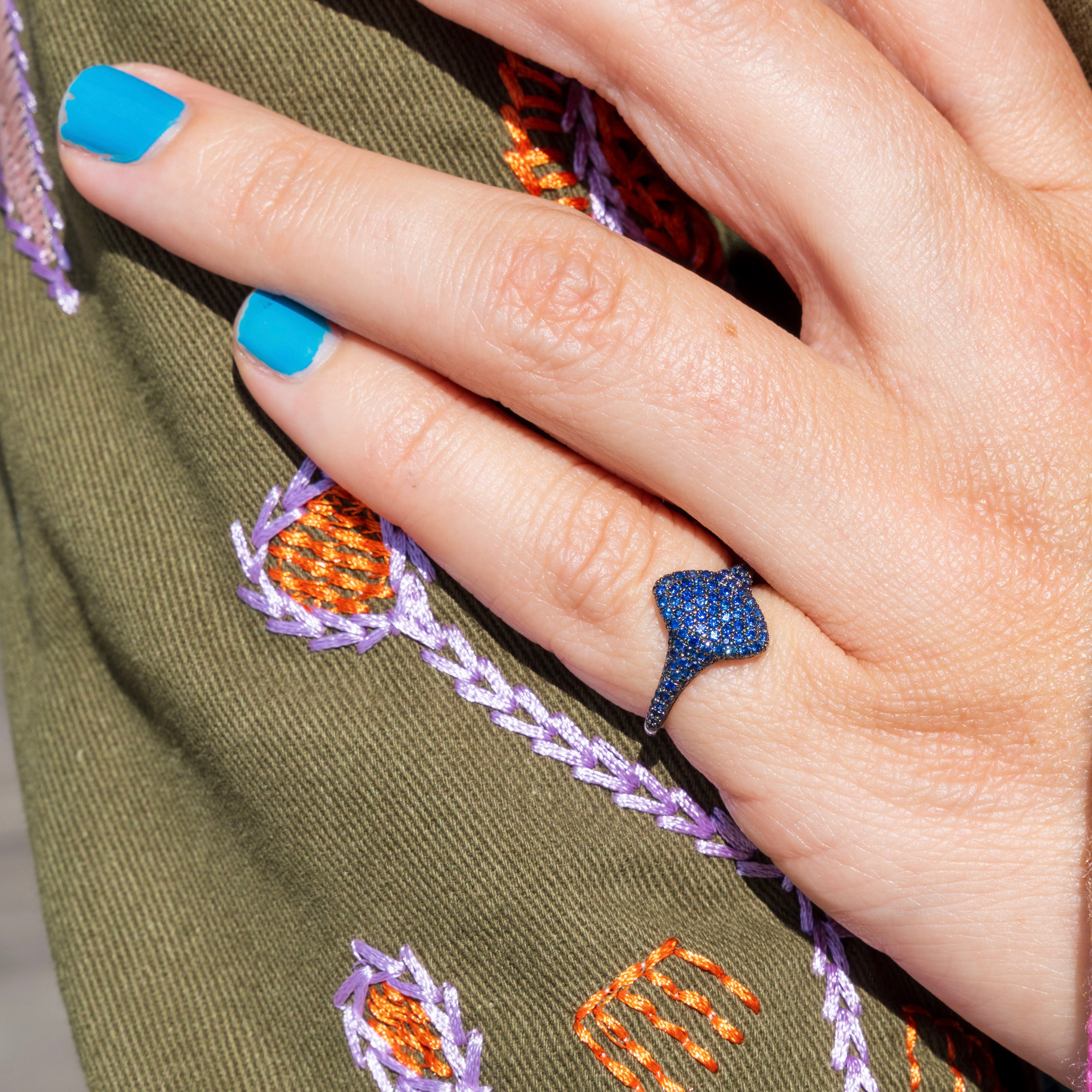 14k Blue Sapphire Pinky Ring