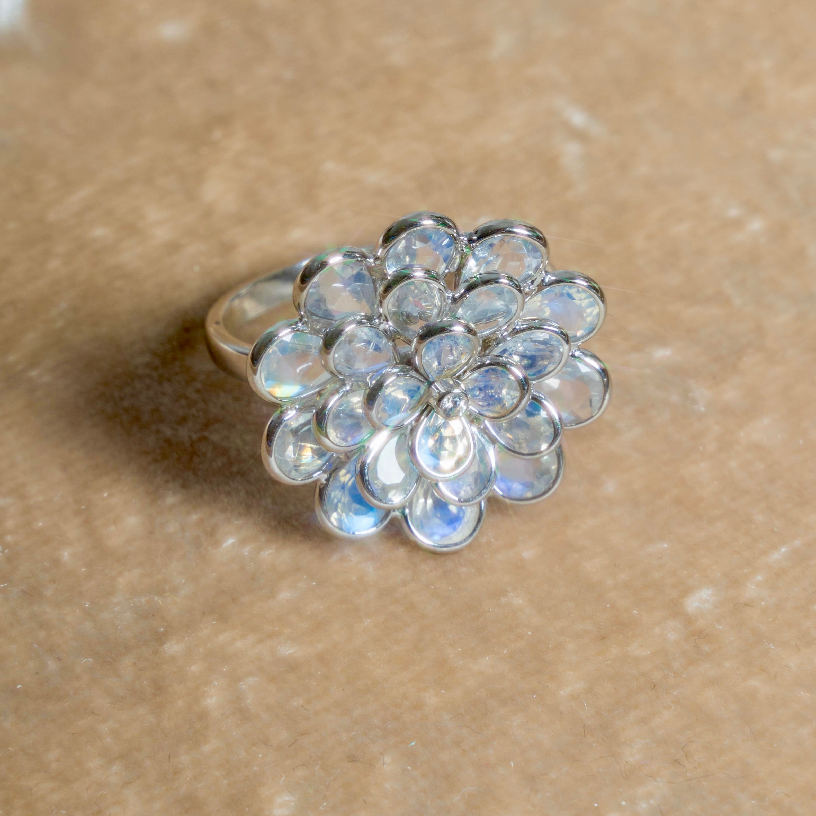Moonstone Floral Ring