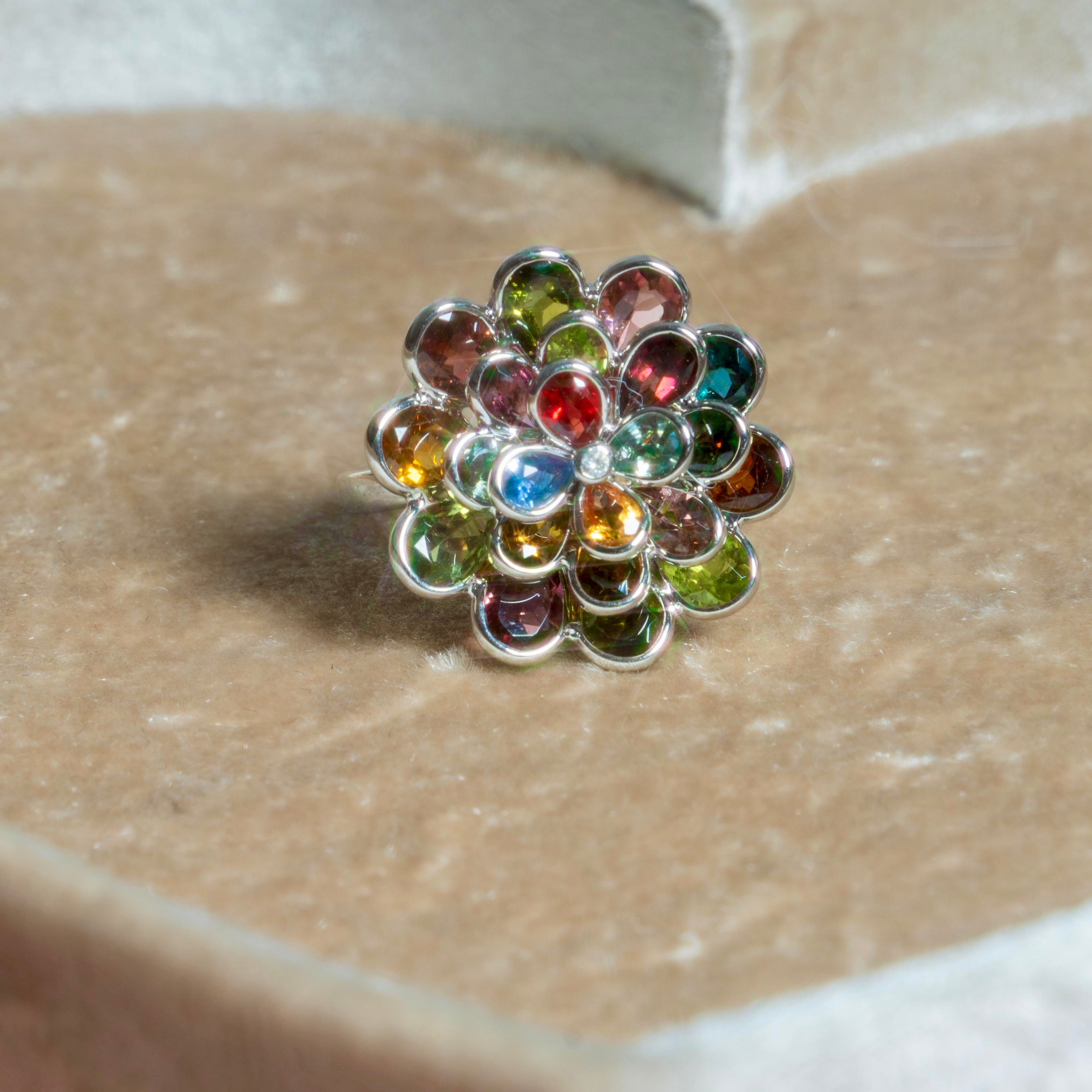 Tourmaline Floral Ring