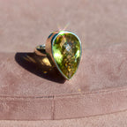 Sterling Silver + Lemon Quartz Pear Statement Ring