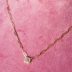 14k Diamond Square Bezel Necklace