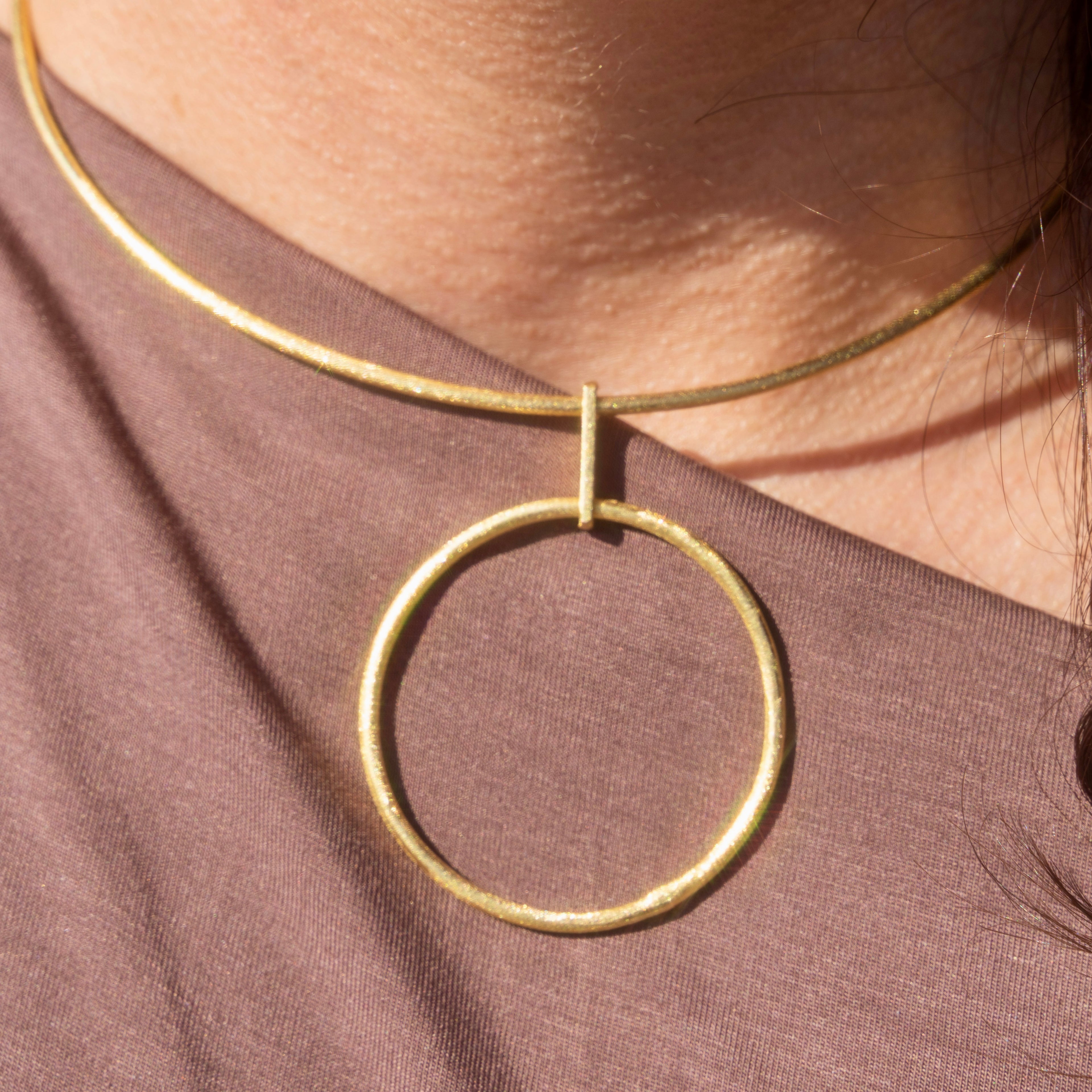 Gold Omega Necklace With Open Circle