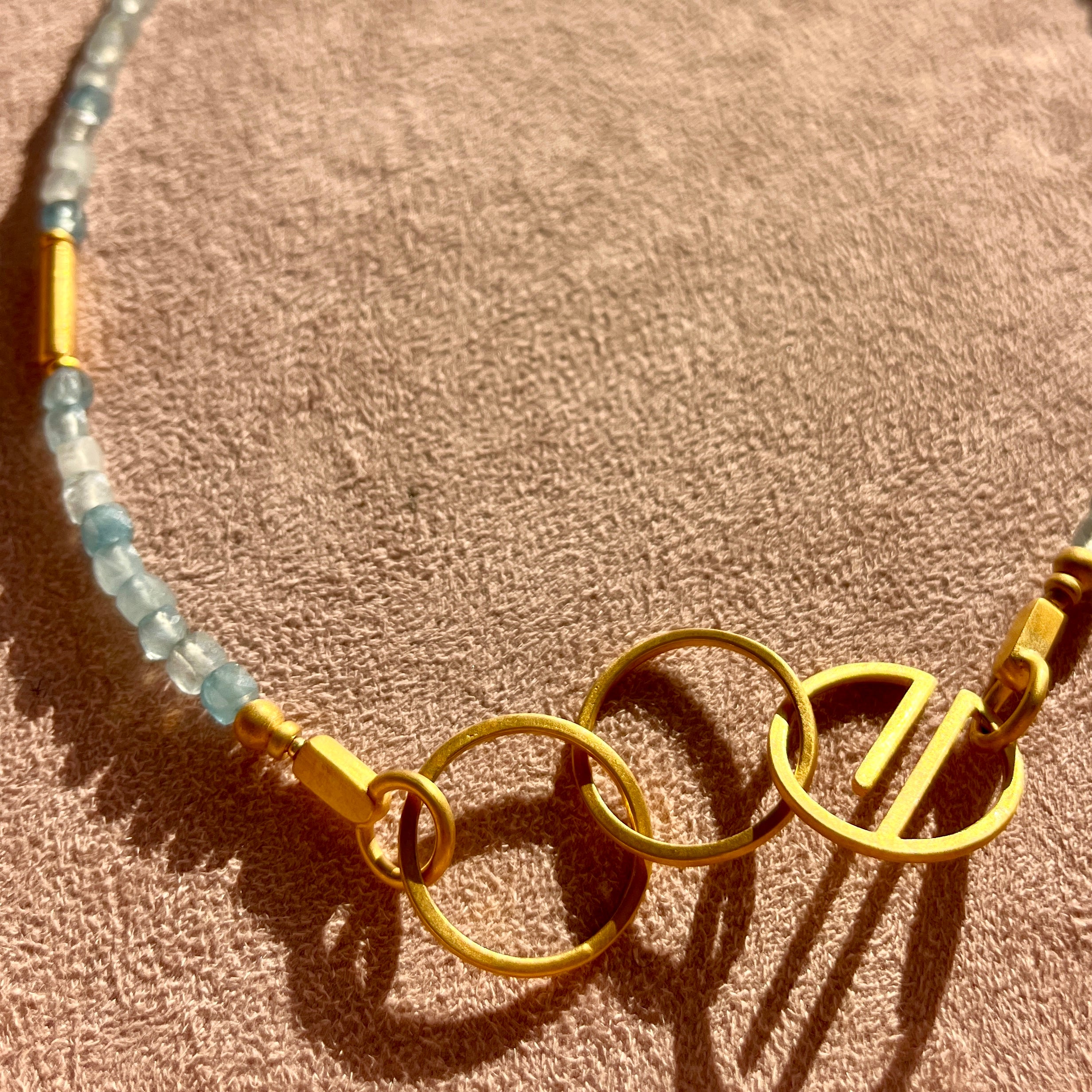 Aquamarine + Gold Clasp Necklace