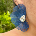 Navy Floral Earrings