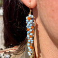 Blue Opal + Carnelian Grape Cluster Earrings