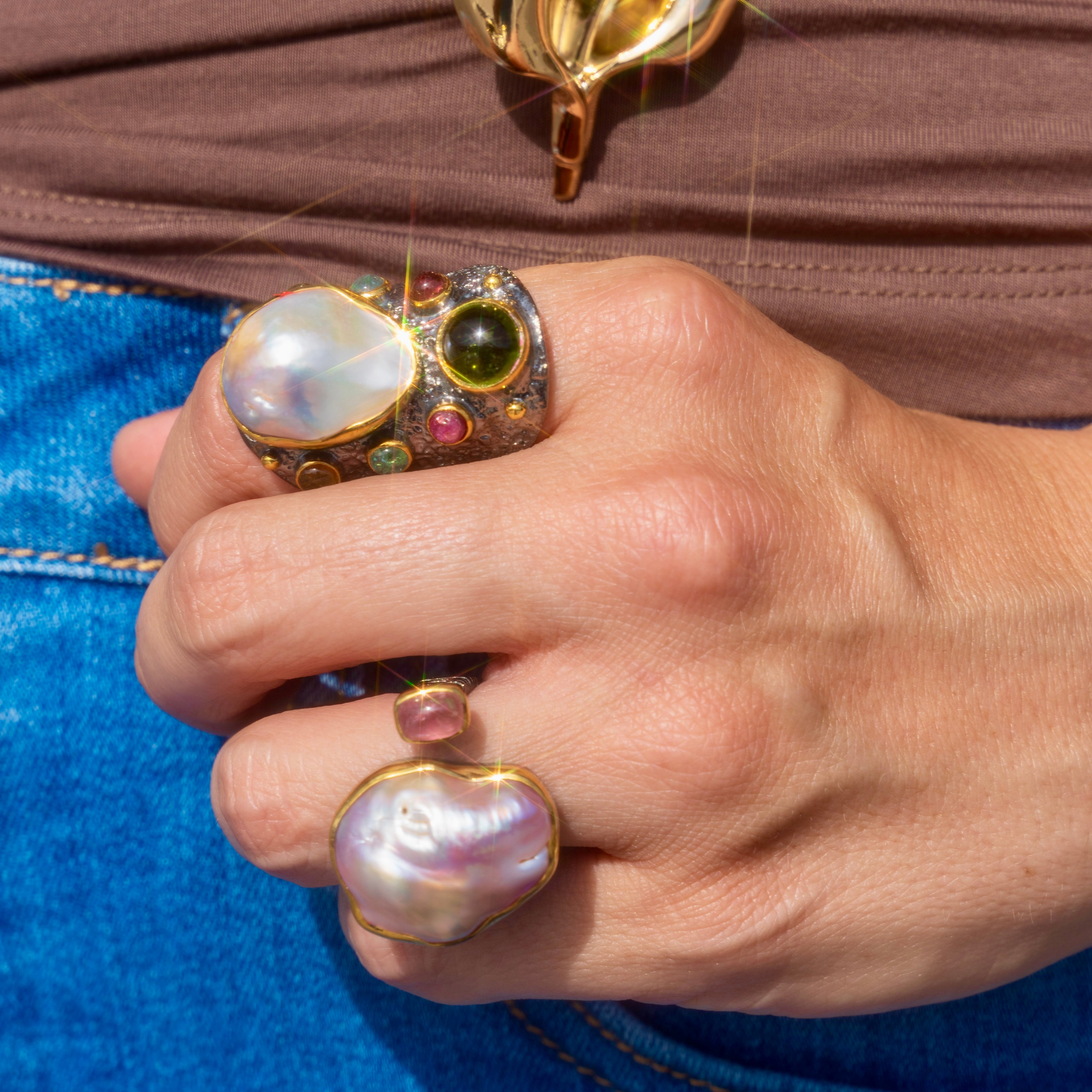 Pink Pearl Ring with Pink Tourmaline