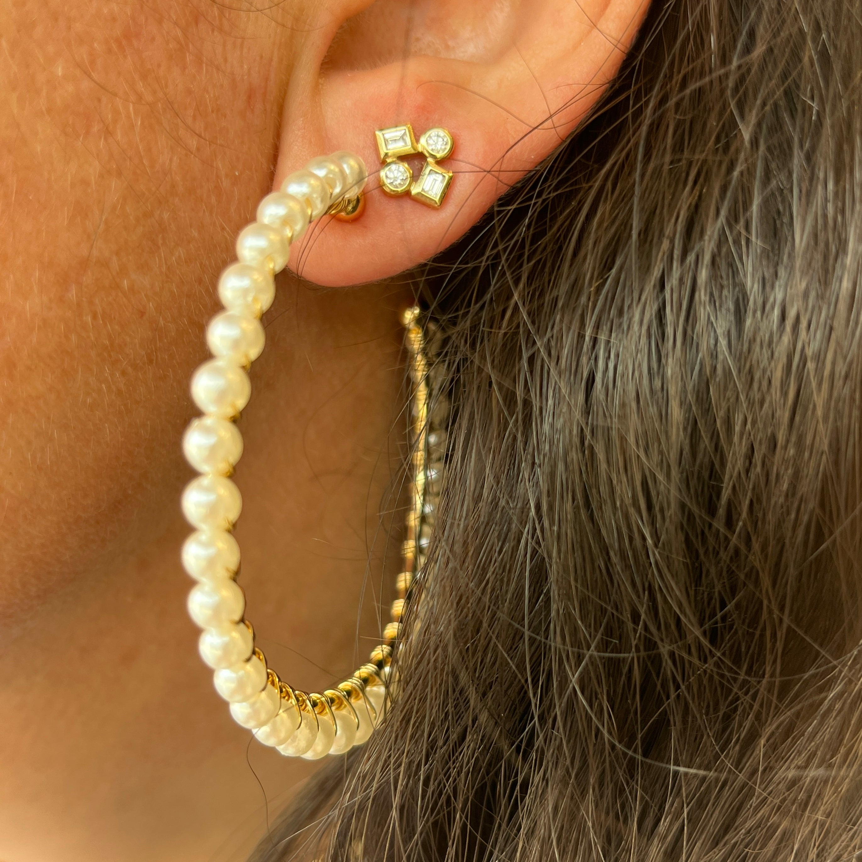 Large Pearl Hoops
