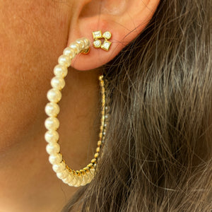 Large Pearl Hoops