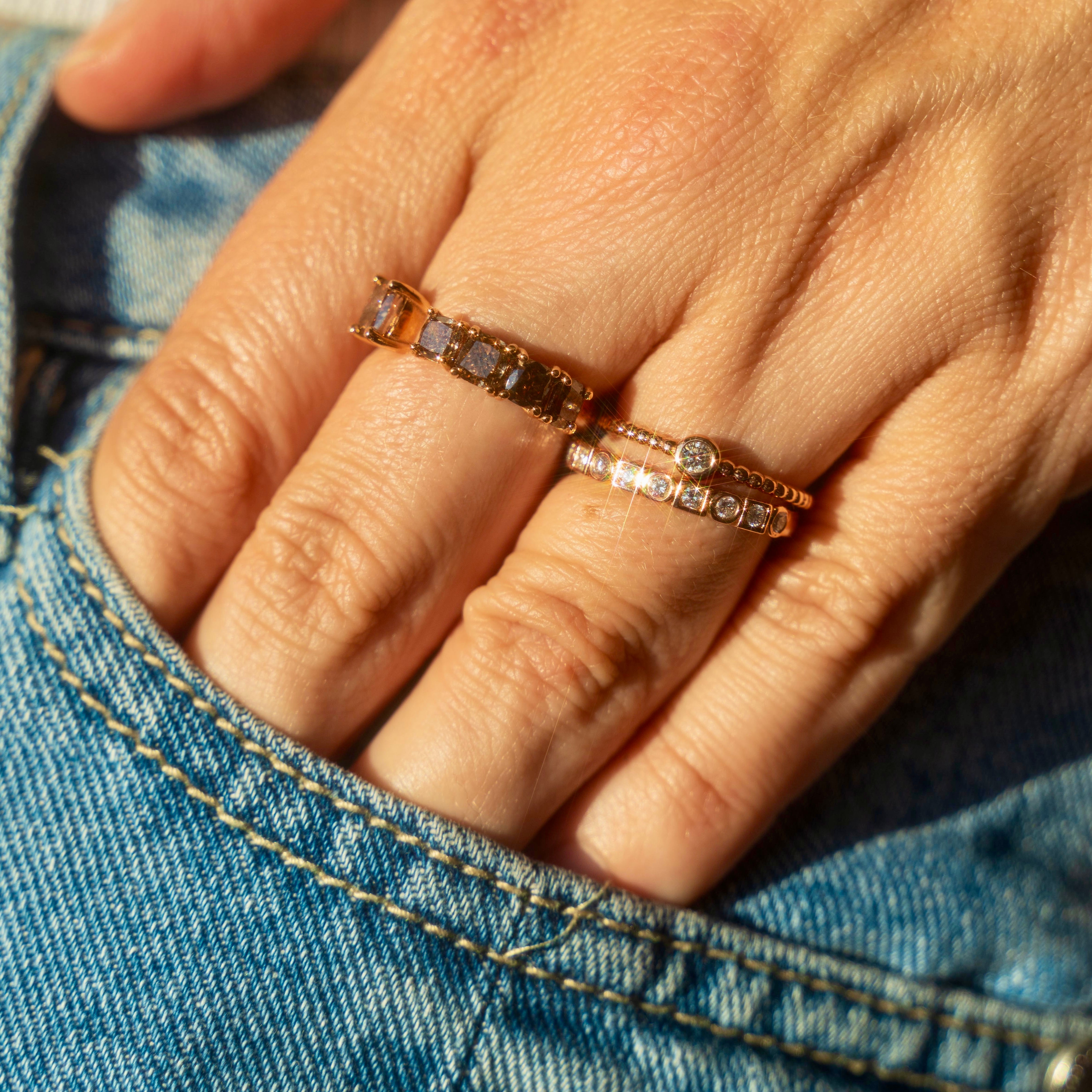 14k Rose Gold Diamond Stacking Ring