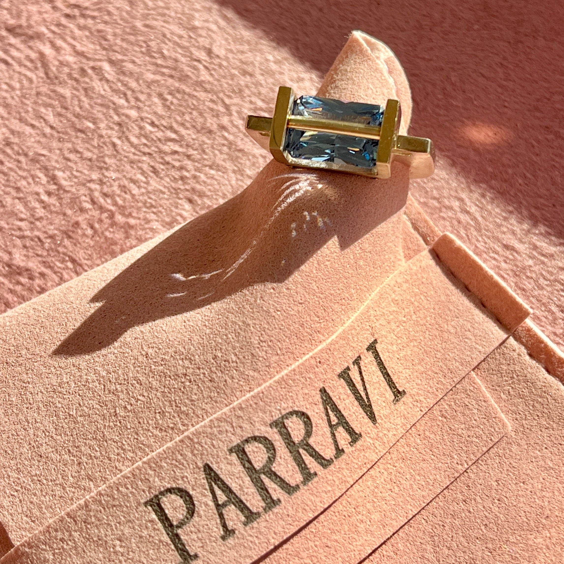 Blue Spinel Rectangular Fixed Set Ring