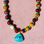 Turquoise Clam + Agate Necklace