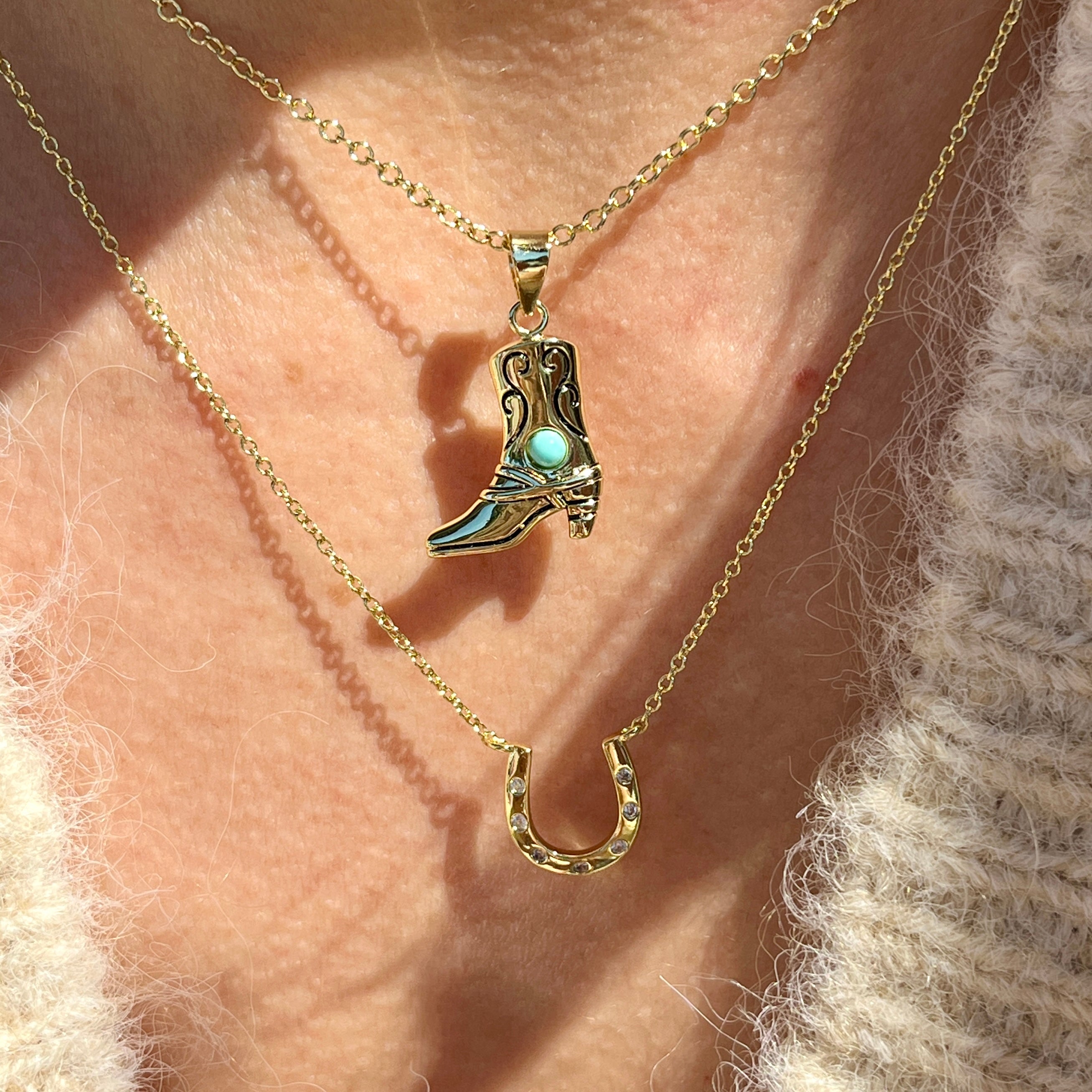 Turquoise Cowboy Boot Necklace