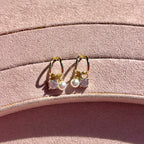 Pearl + CZ Double Hoops