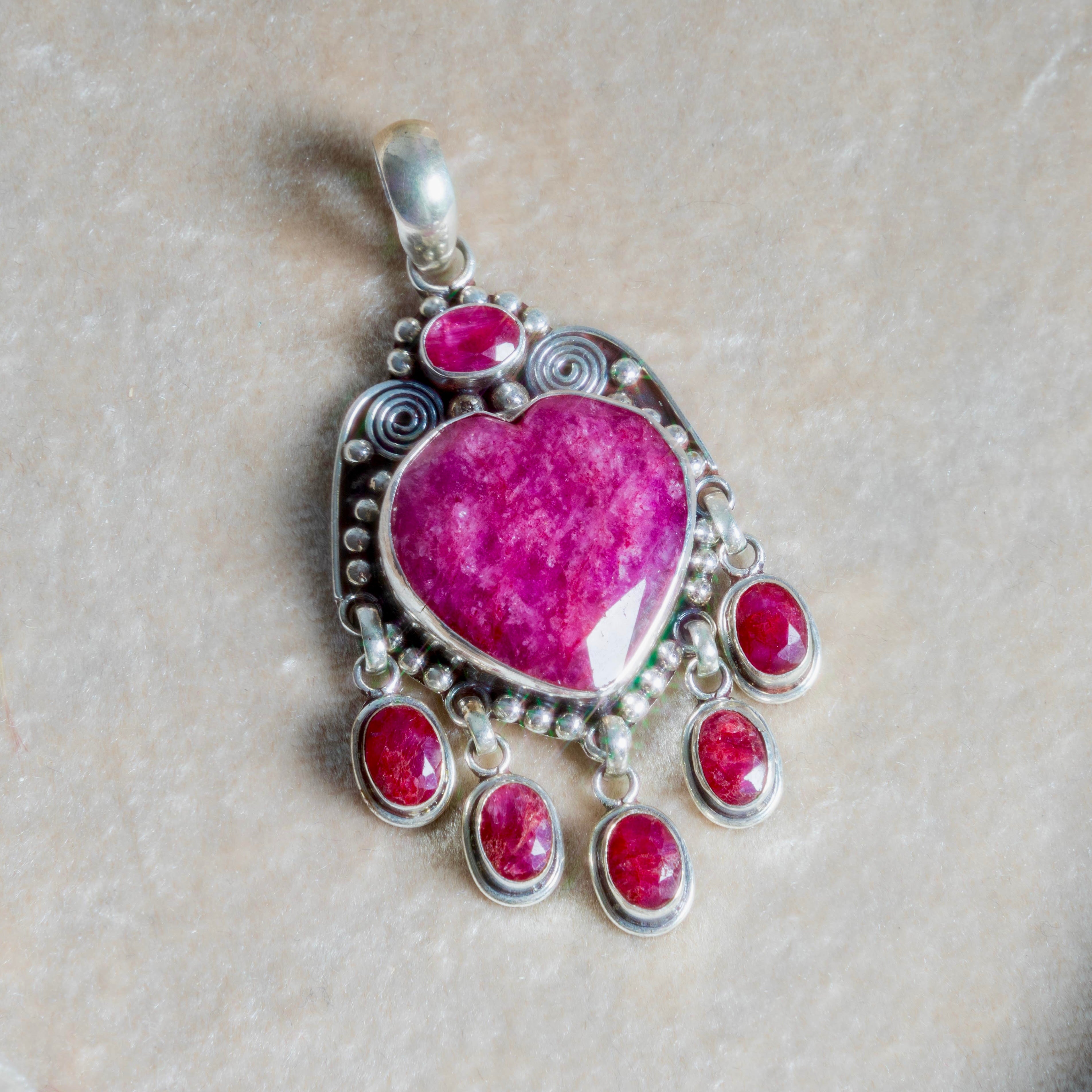 Ruby Heart Dangle Pendant