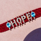 Diamond + Swiss Blue Topaz HOPE Bracelet on Cotton Thread