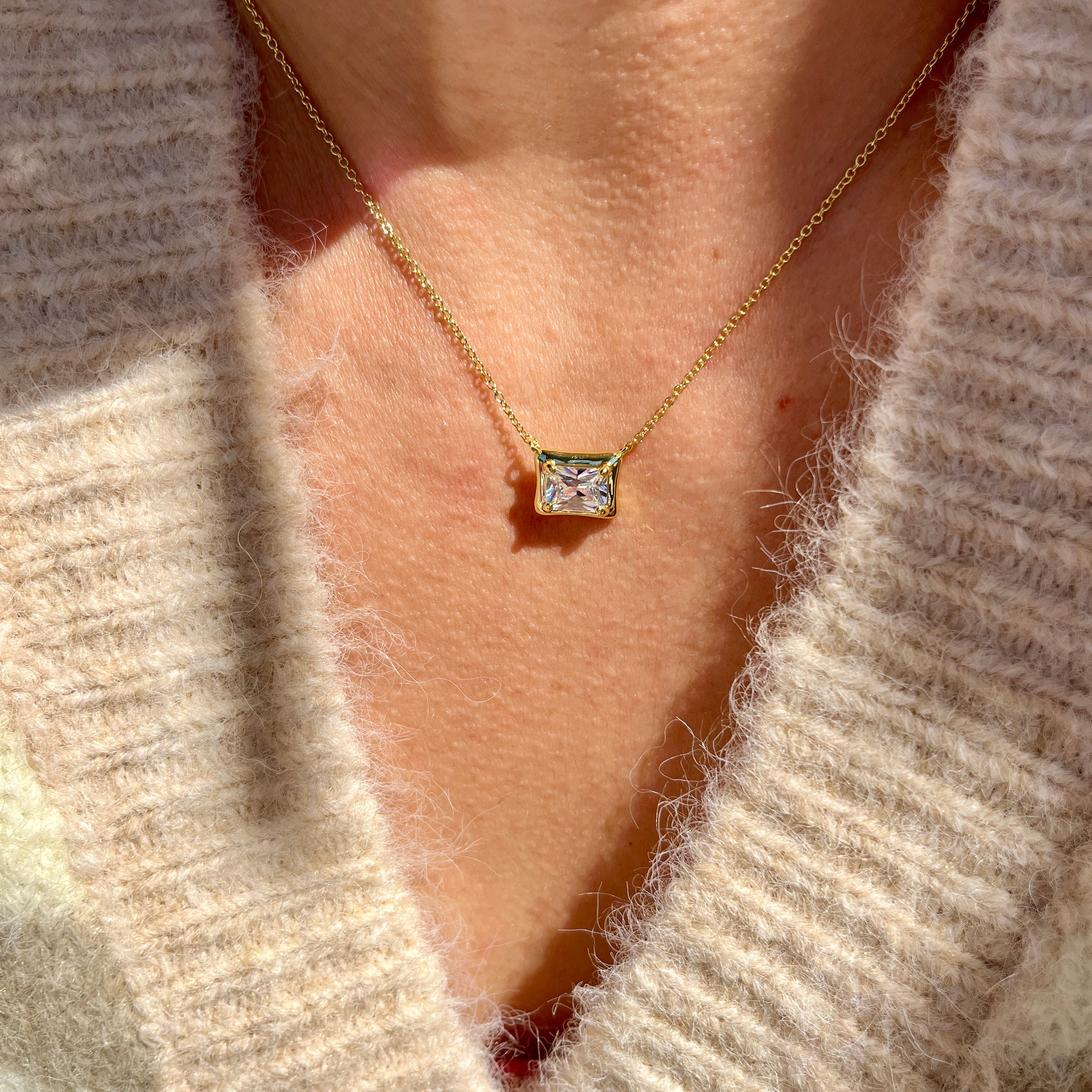 Emerald Cut CZ Necklace