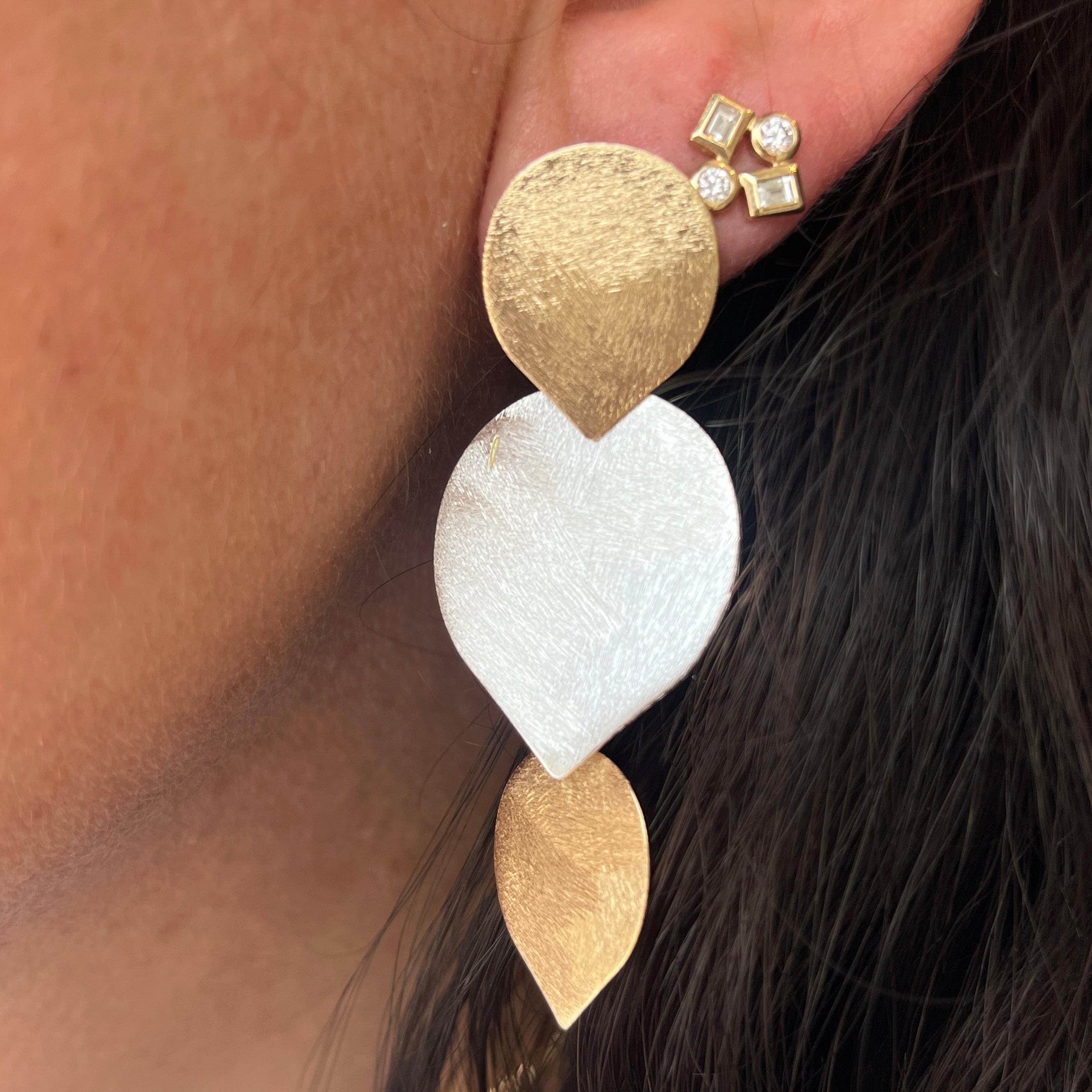 Two Tone Leaf Earrings