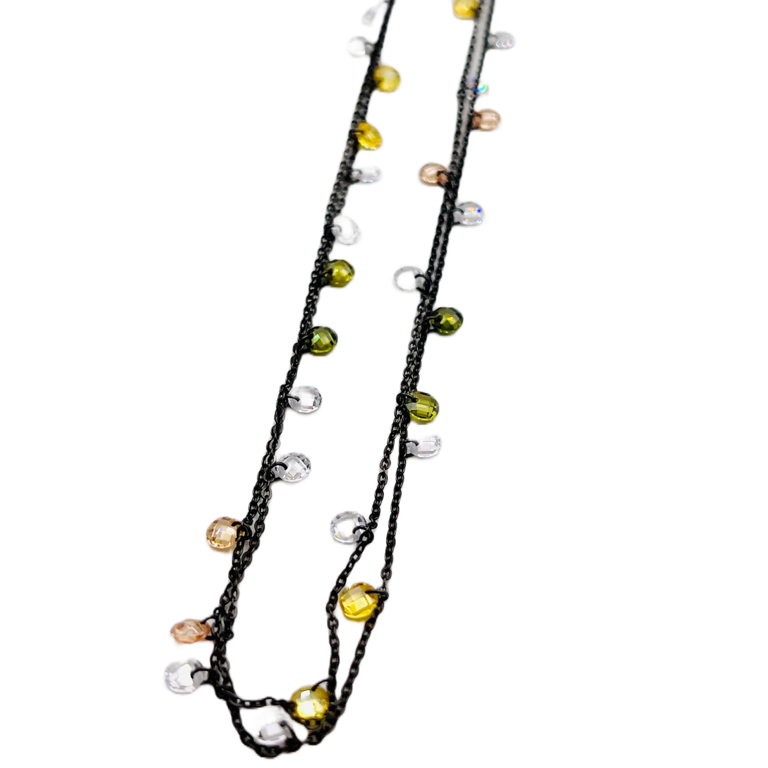 Oxidized Silver + Colored CZ’s Necklace