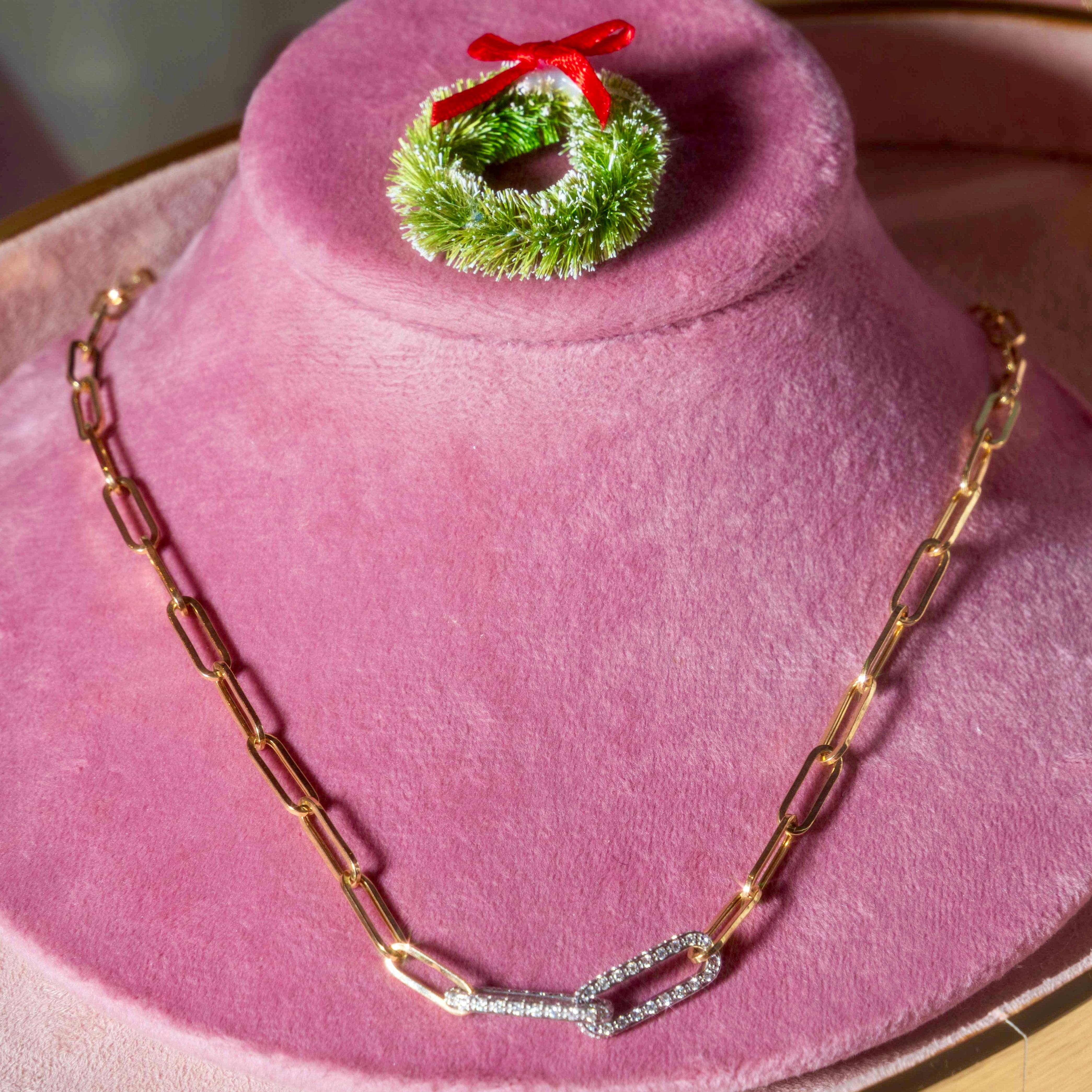 14k Diamond Link Necklace