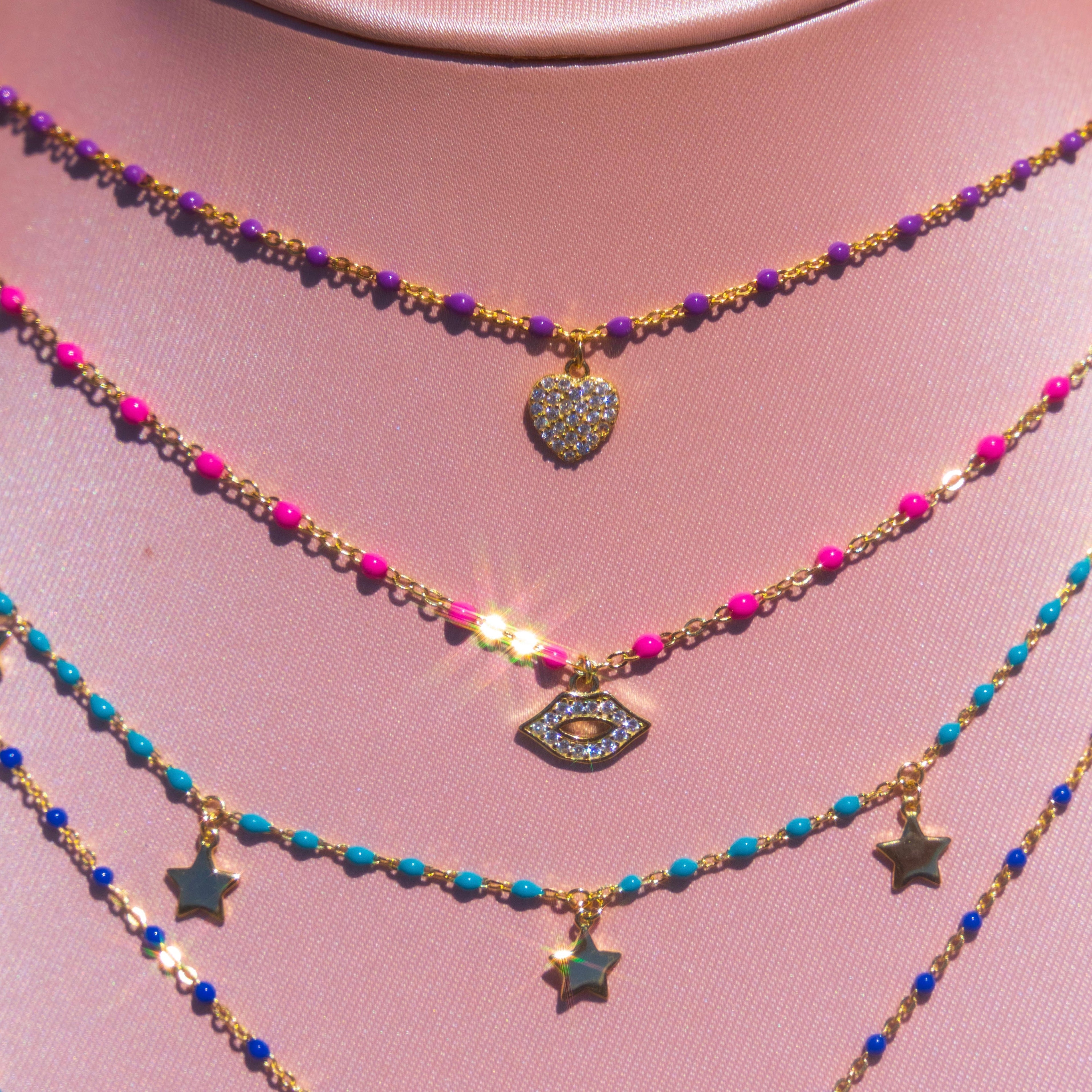 Purple Enamel Heart Necklace