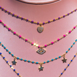 Purple Enamel Heart Necklace