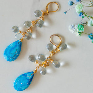 Turquoise + Light Blue Topaz Earrings