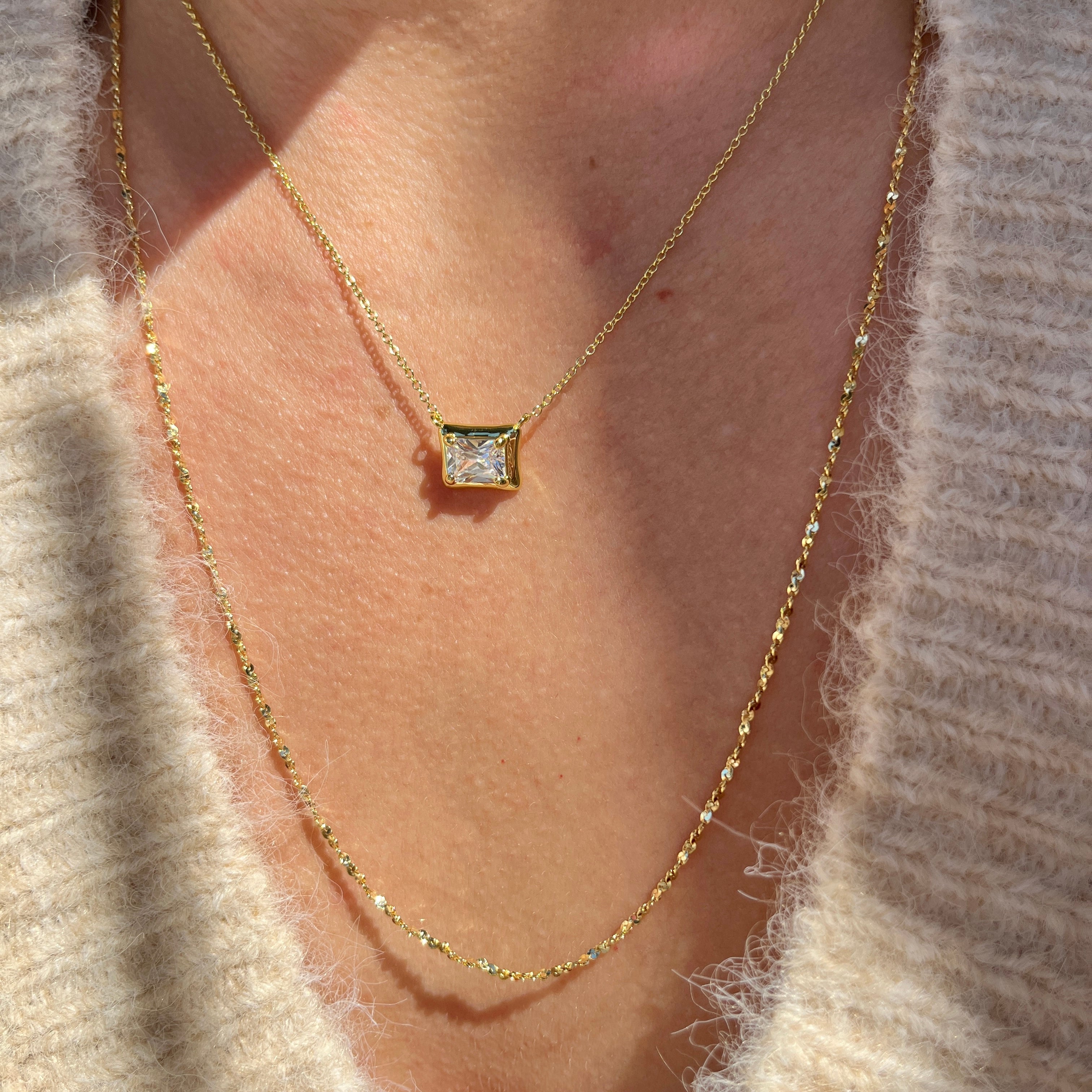 Emerald Cut CZ Necklace