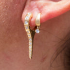 14k Brushed Gold Mini Diamond Hoops