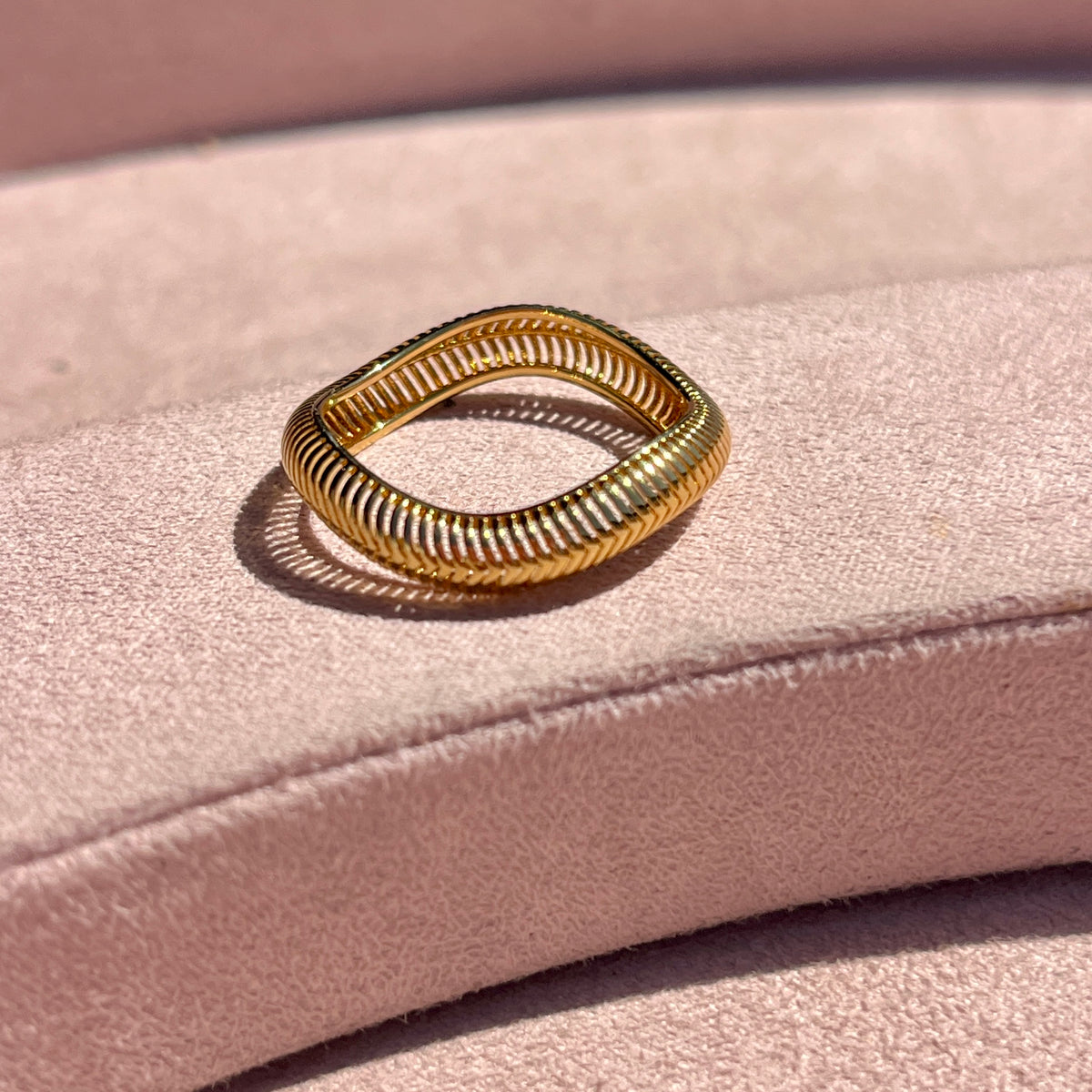 Gold Wavy Textured Ring