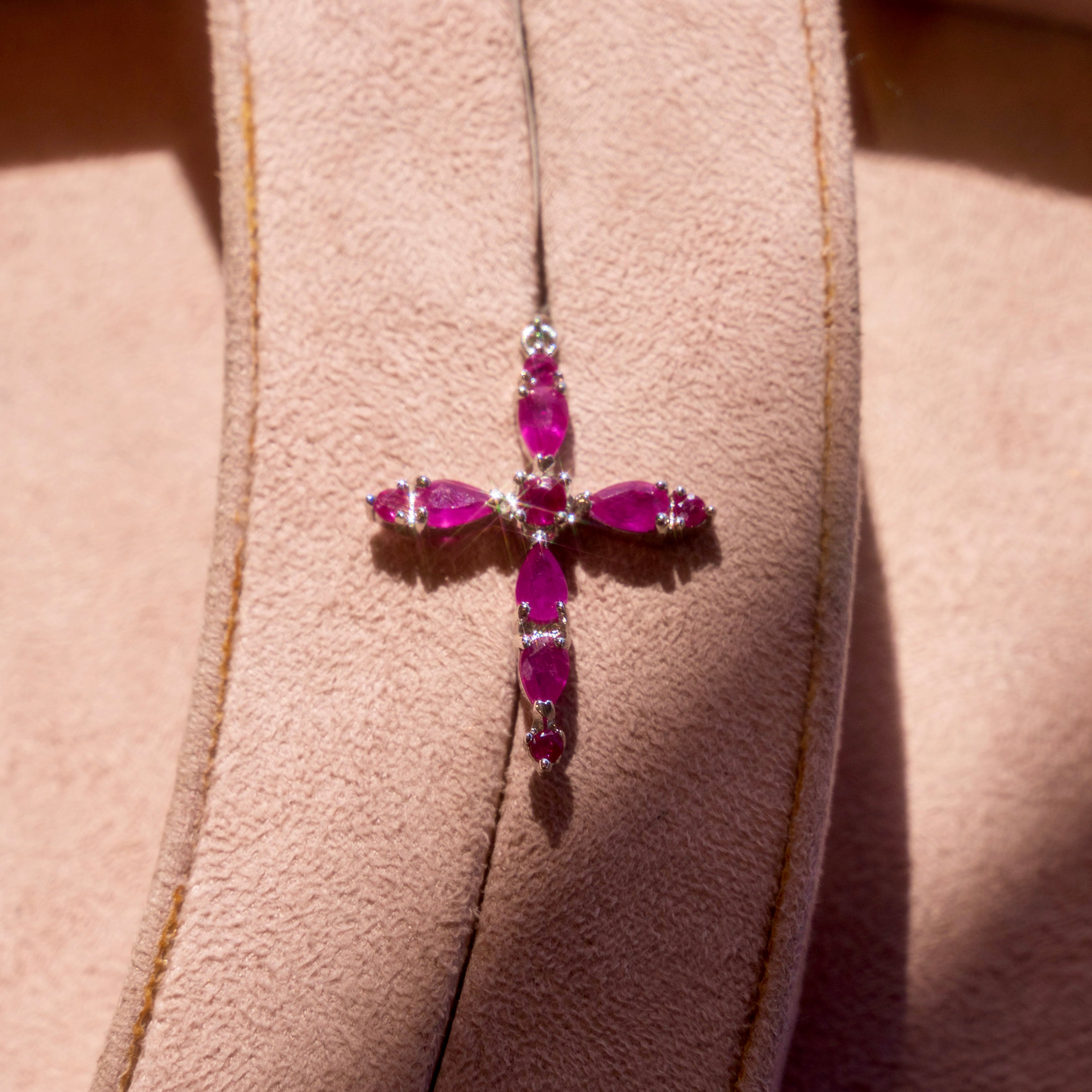 Ruby Silver Cross Pendant