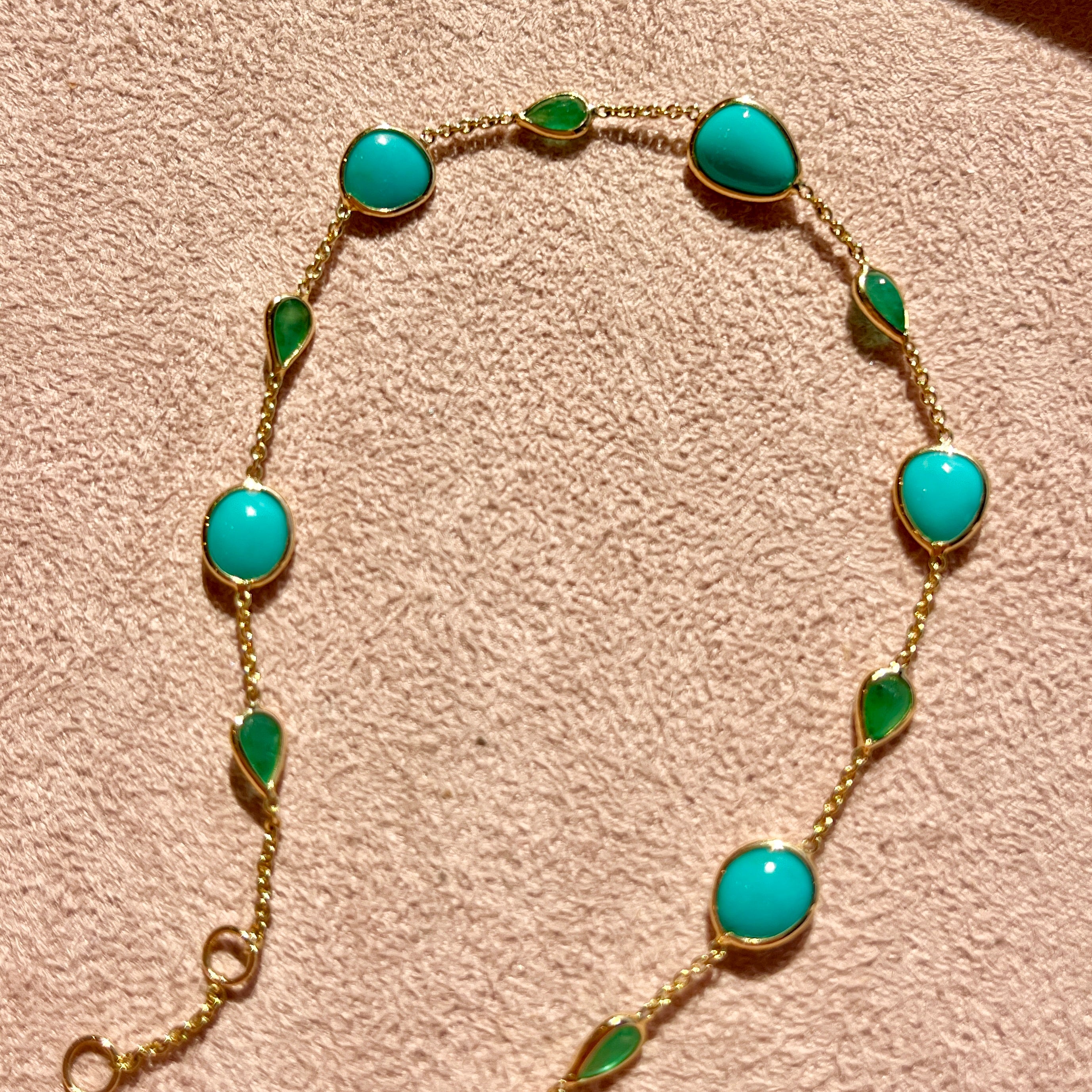 14k Turquoise + Emerald Bracelet