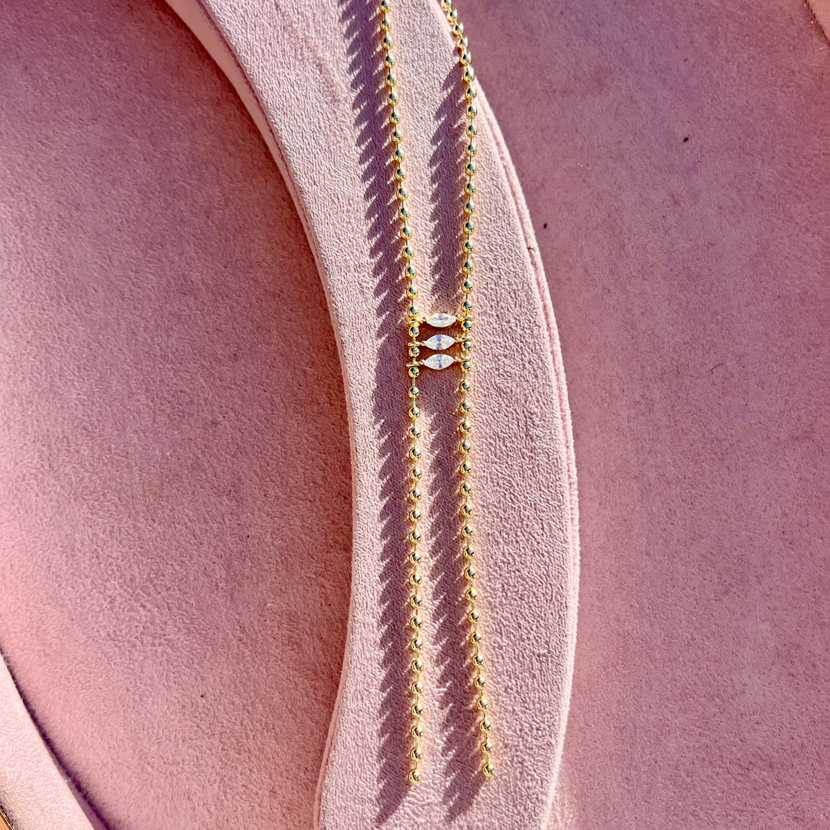 Marquise CZ Beaded Y Necklace